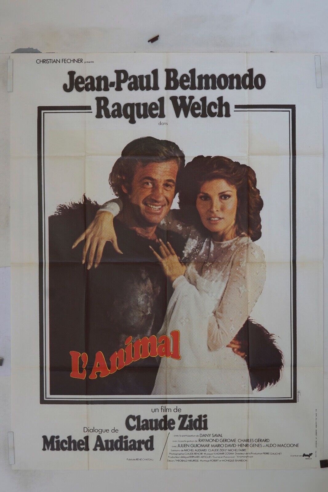 L’ANIMAL MOVIE POSTER ORIGINAL 120x160 JEAN-PAUL BELMONDO, RAQUEL WELCH