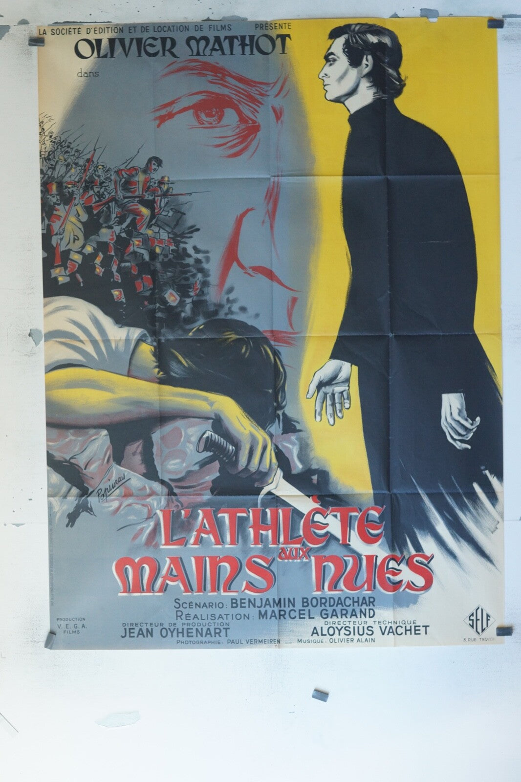 L’ATHLÈTE AUX MAINS NUES, ORIGINAL MOVIE POSTER 120x160, OLIVIER MATHOT