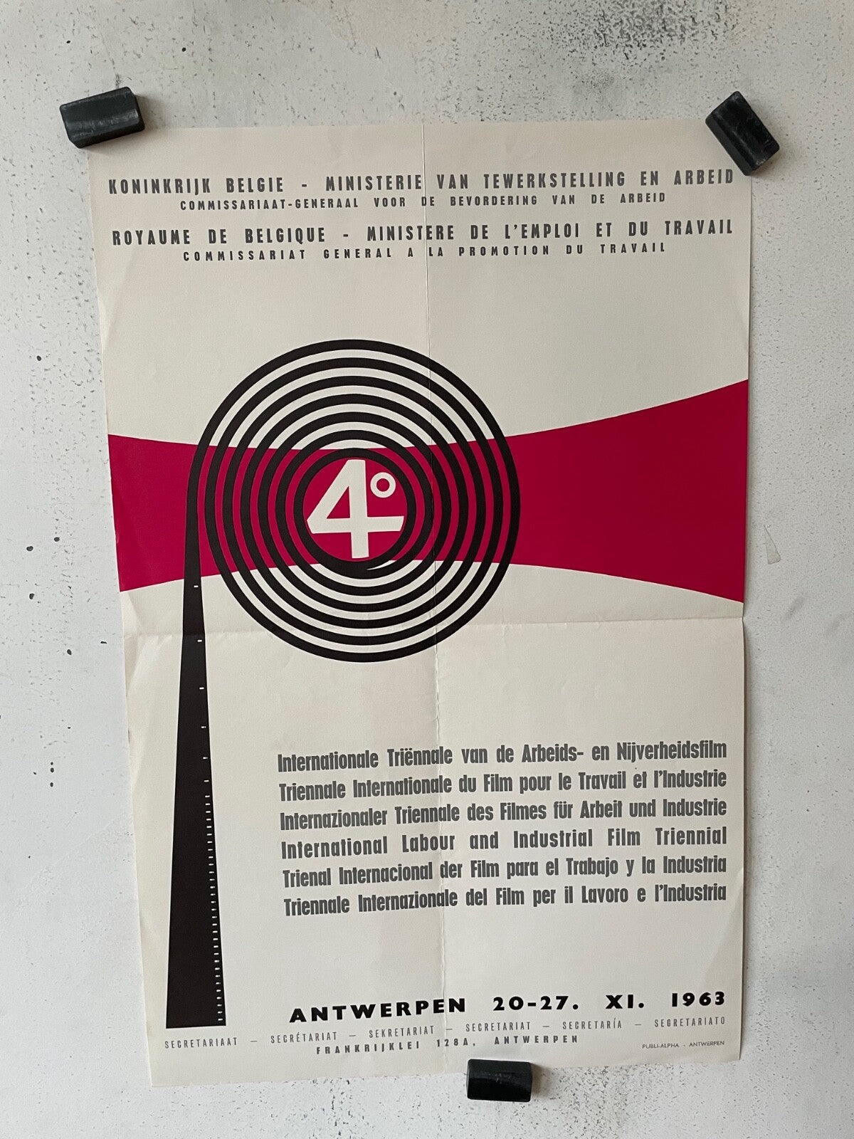 4 TRIENNALE DU FILM POUR LE TRAVAIL ET L’INDUSTRIE BELGIQUE 40X60 ORIGINAL