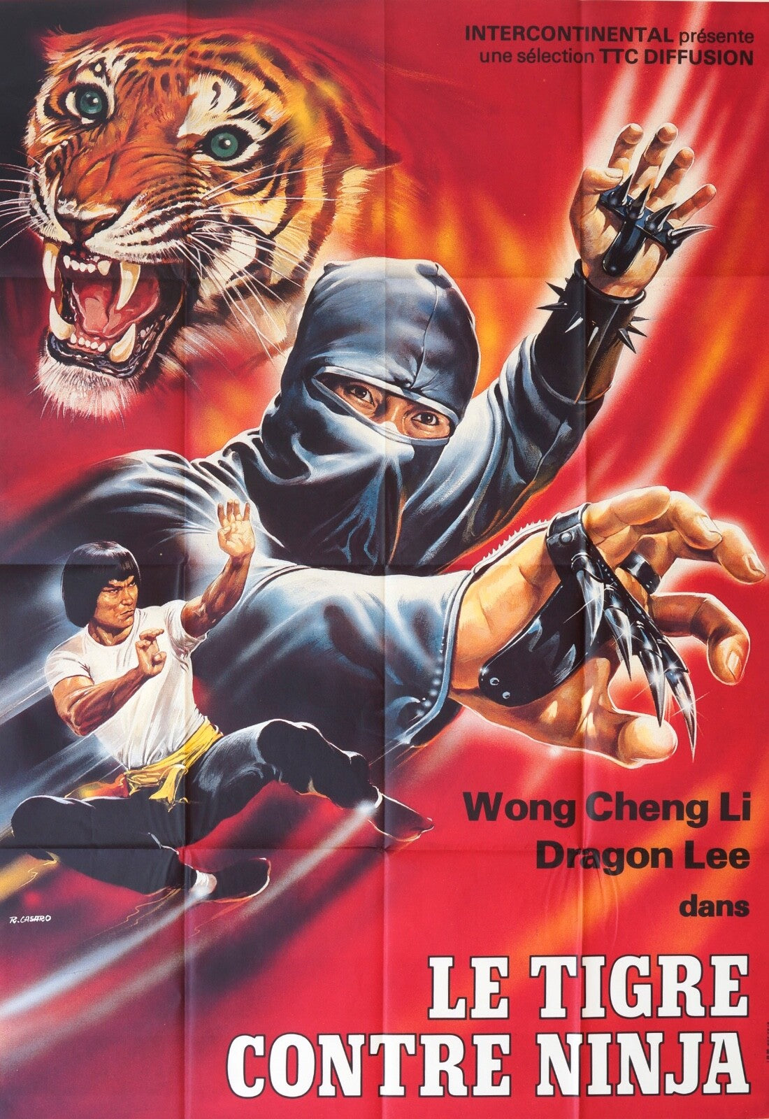 LE TIGRE CONTRE NINJA MOVIE POSTER ORIGINAL 120x160 WONG CHENG LI