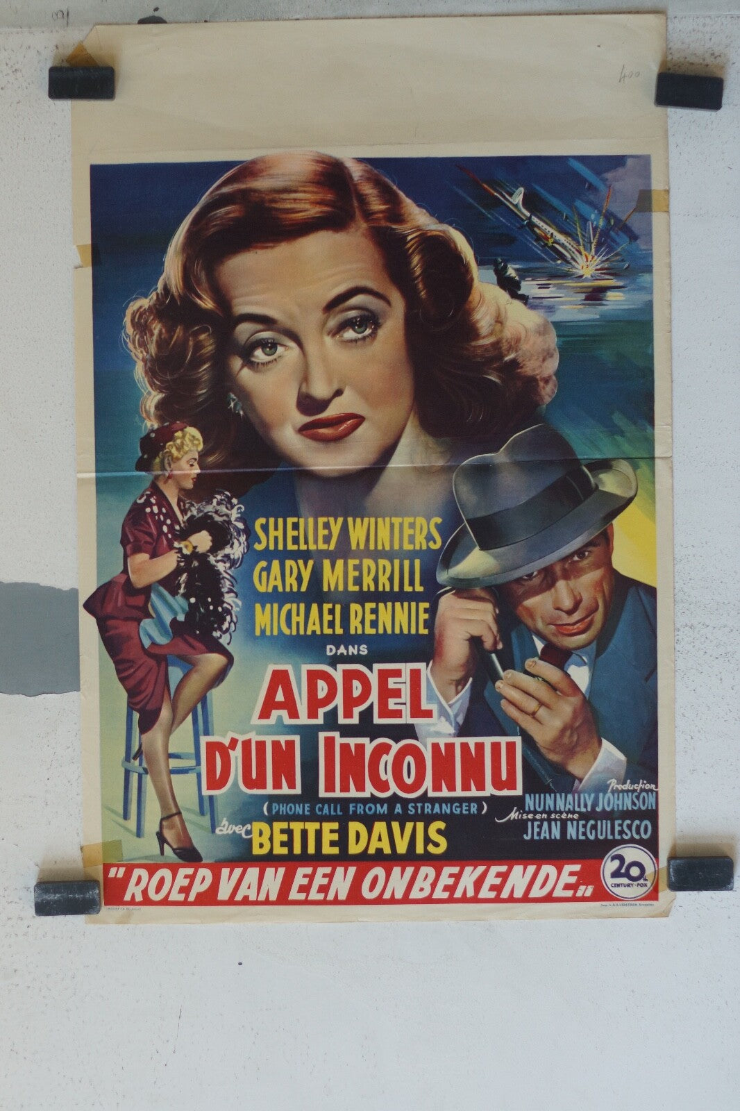 APPEL D’UN INCONNU MOVIE POSTER ORIGINAL 54x36 Shelley Winters , Gary Merill