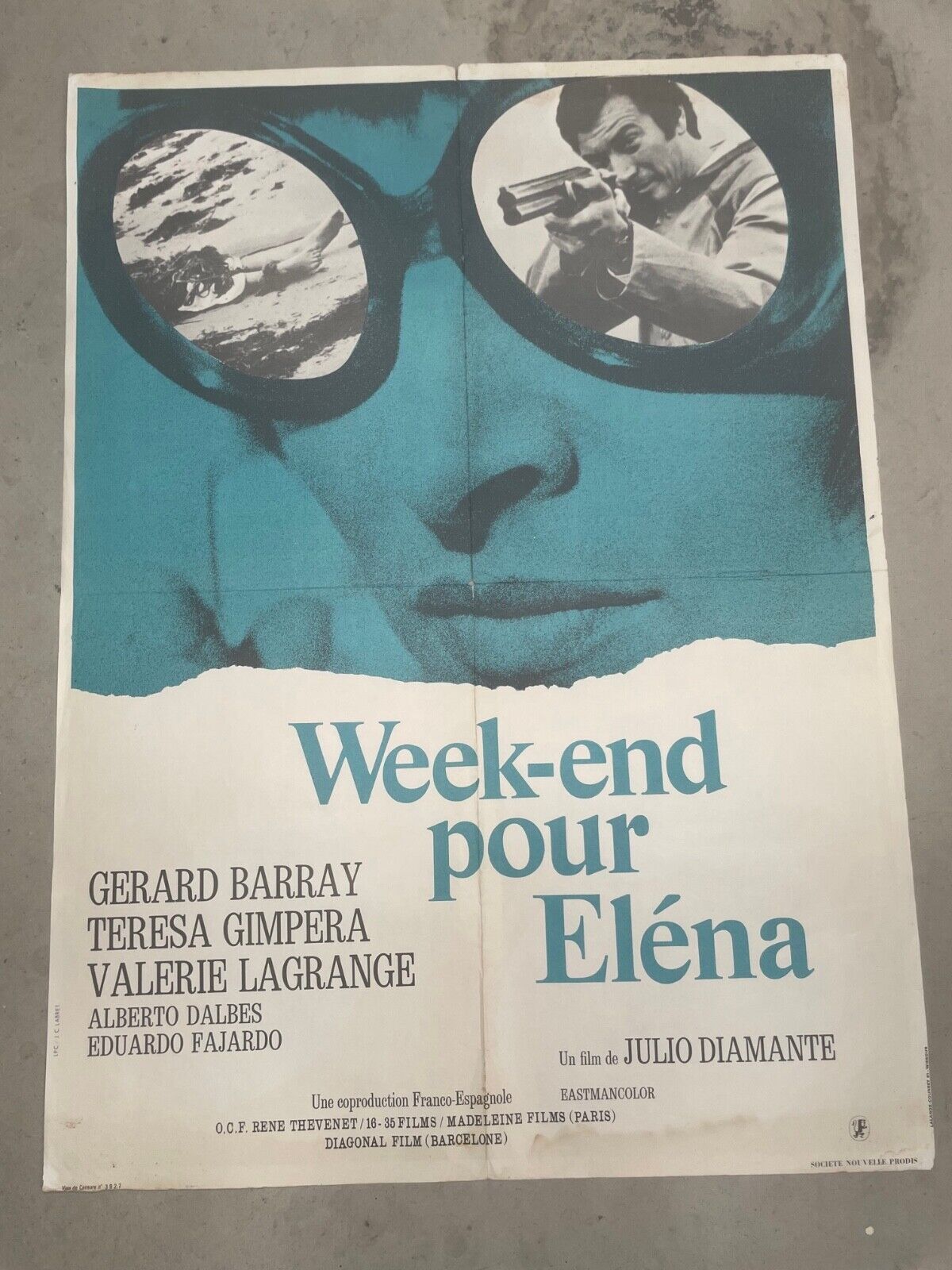 WEEK-END POUR ELÉNA POSTER ORIGINAL 60x80 GERARD BARRAY