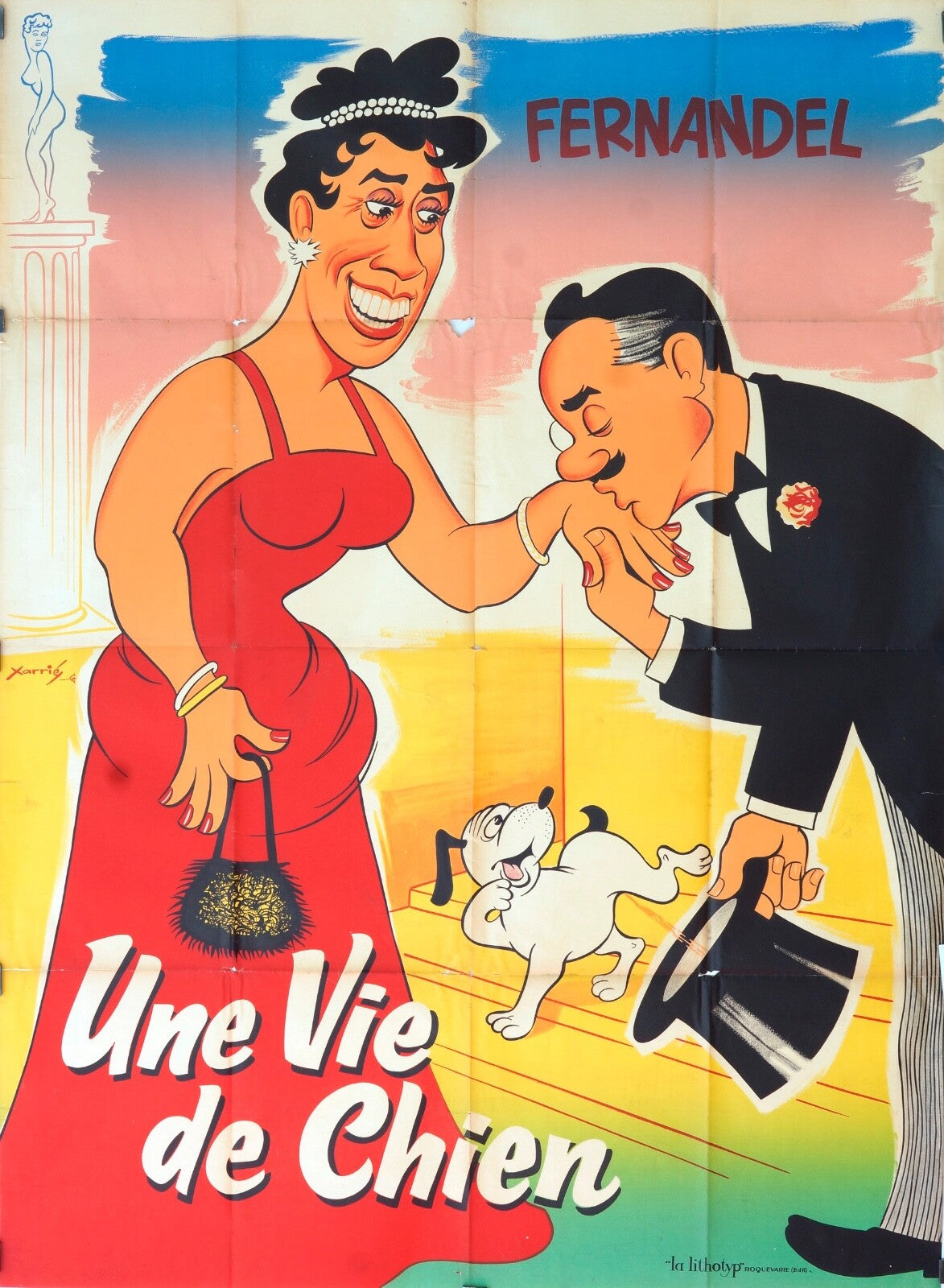 UNE VIE DE CHIEN MOVIE POSTER ORIGINAL 120x160 FERNANDEL