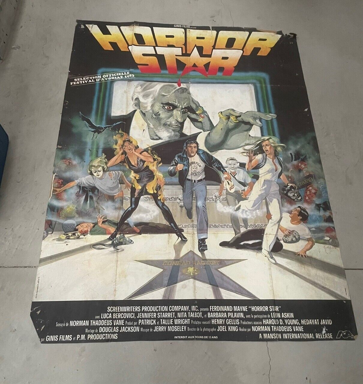 HORROR STAR, MOVIE POSTER ORIGINAL SUR KRAFT 120X160