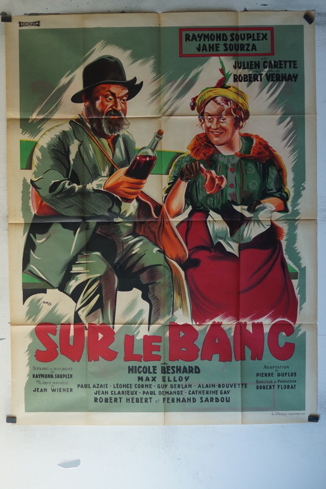 SUR LE BANC MOVIE POSTER ORIGINAL 120x160 Raymond Souplex , Jane Sourza