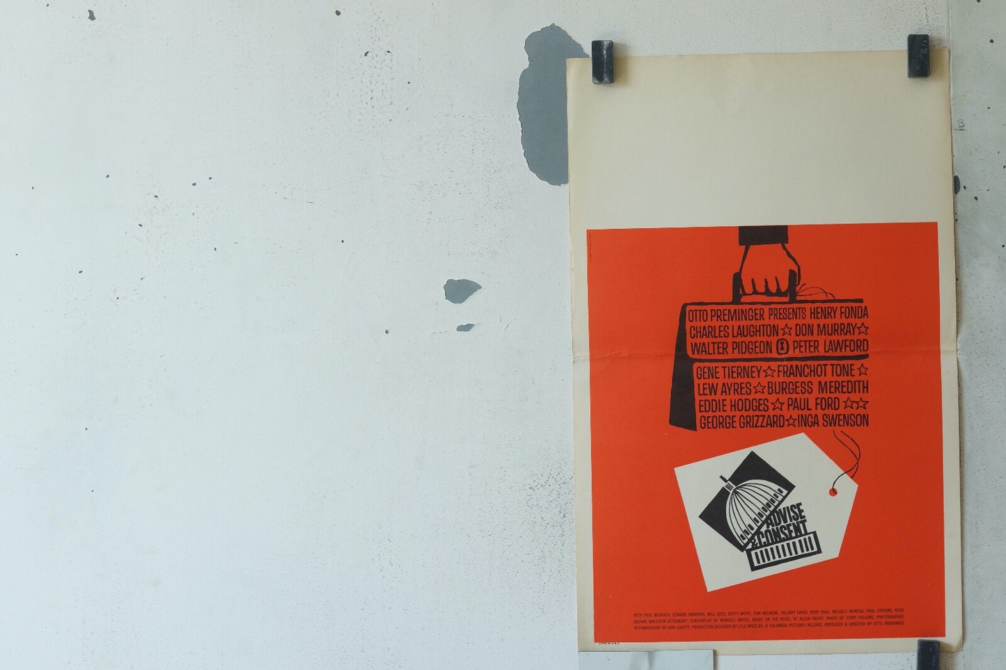 ADVISE & CONSENT (1962) ORIGINAL 35,5X55 FRANCHOT TONE, LEW AYRES