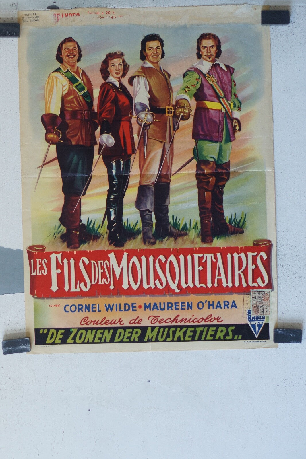 FILS DES MOUSQUETAIRES (LES) MOVIE POSTER ORIGINAL 49x36 Cornel Wilde , Maureen