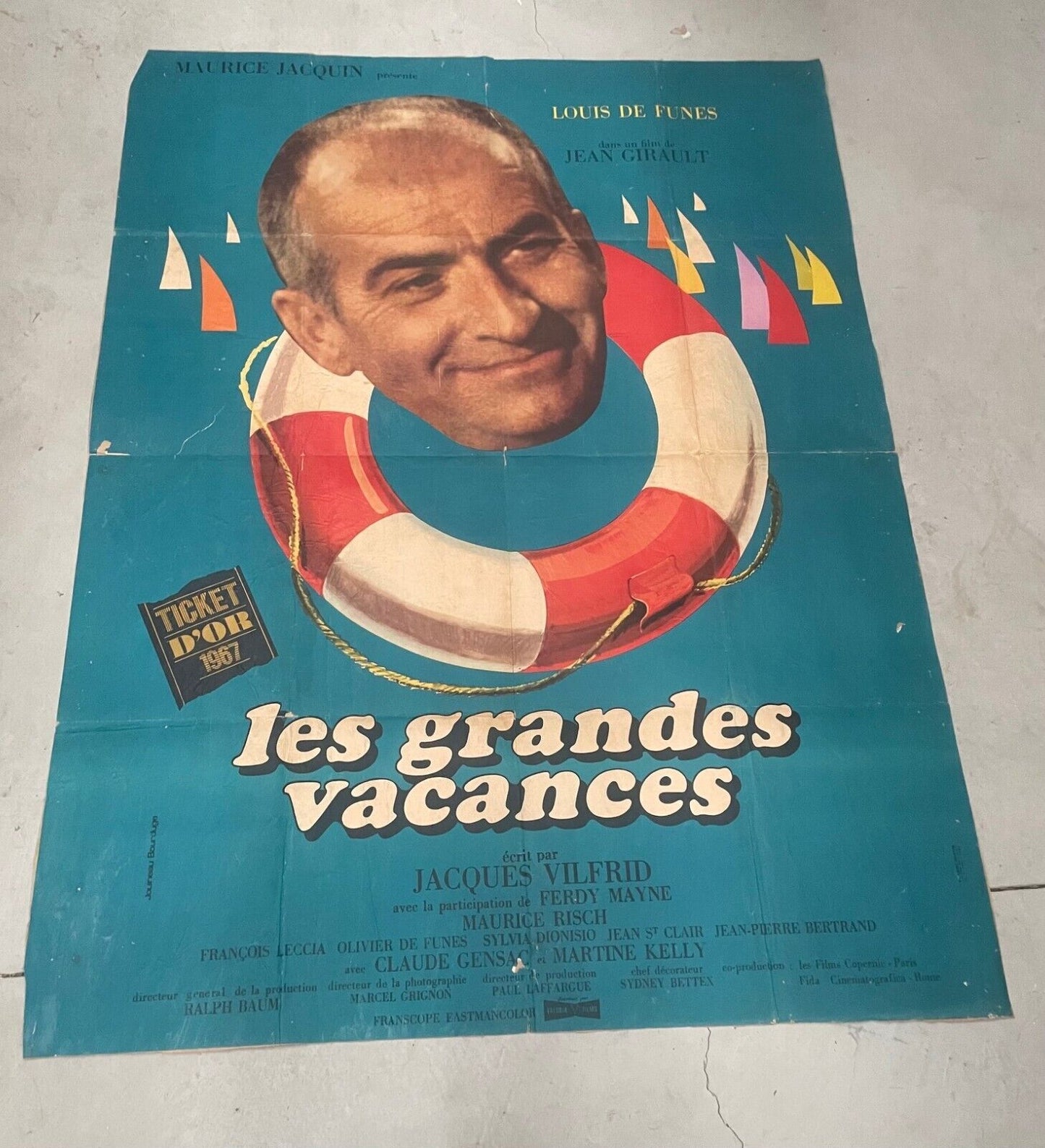 LES GRANDES VACANCES, LOUIS DE FUNÈ , MOVIE POSTER ORIGINAL SUR KRAFT (120X160)