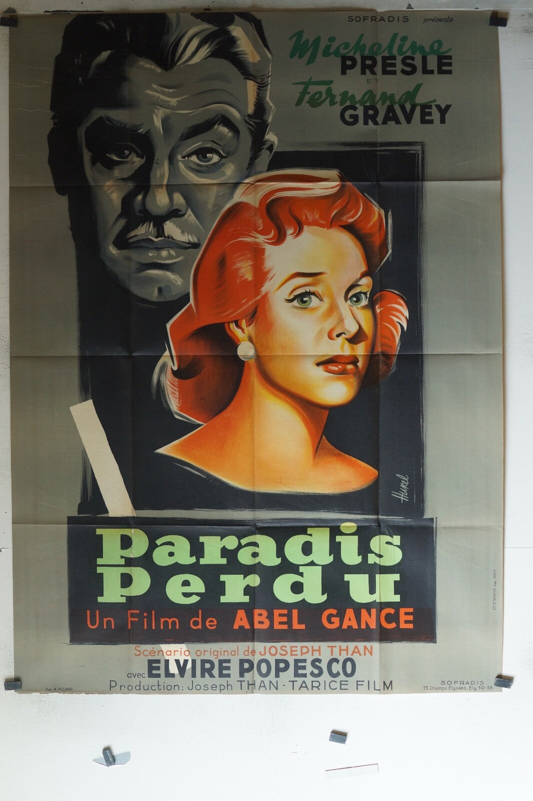 PARADIS PERDU ORIGINAL MOVIE POSTER 120x160 Fernand Gravey ,