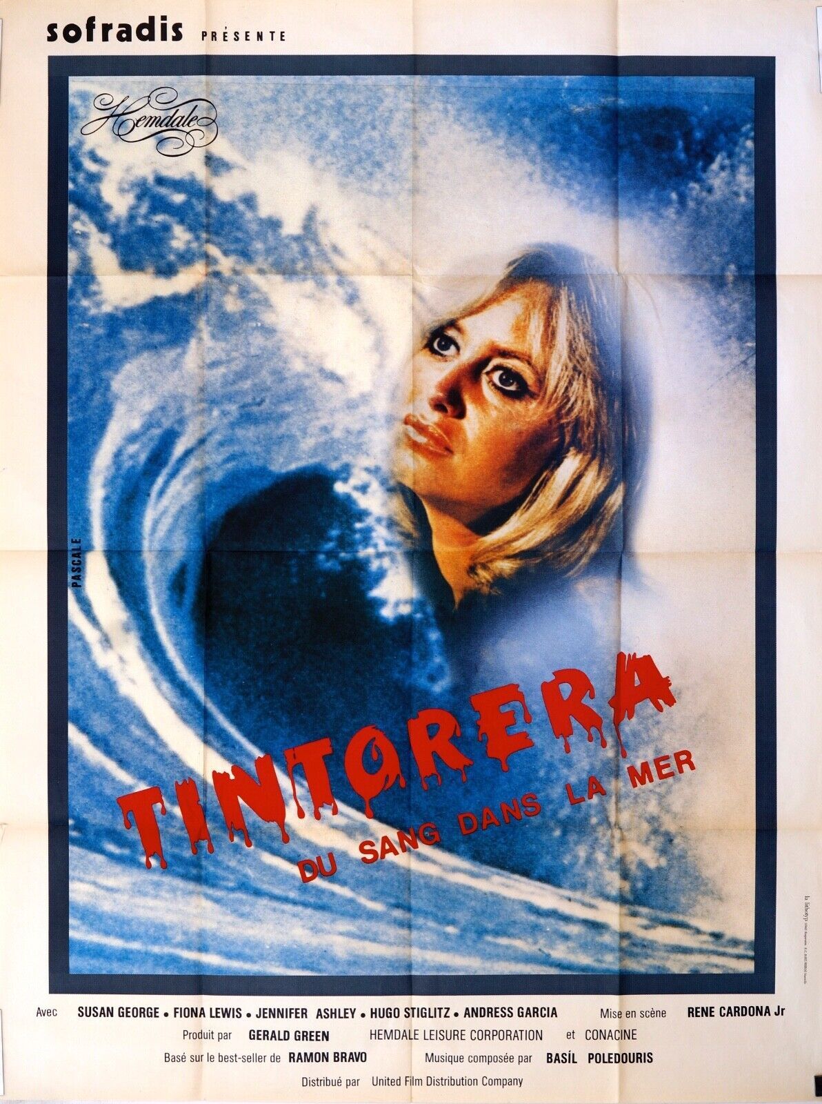 TINTORERA “DU SANG DANS LA MER” MOVIE POSTER ORIGINAL (120x160) SUSAN GEORGE