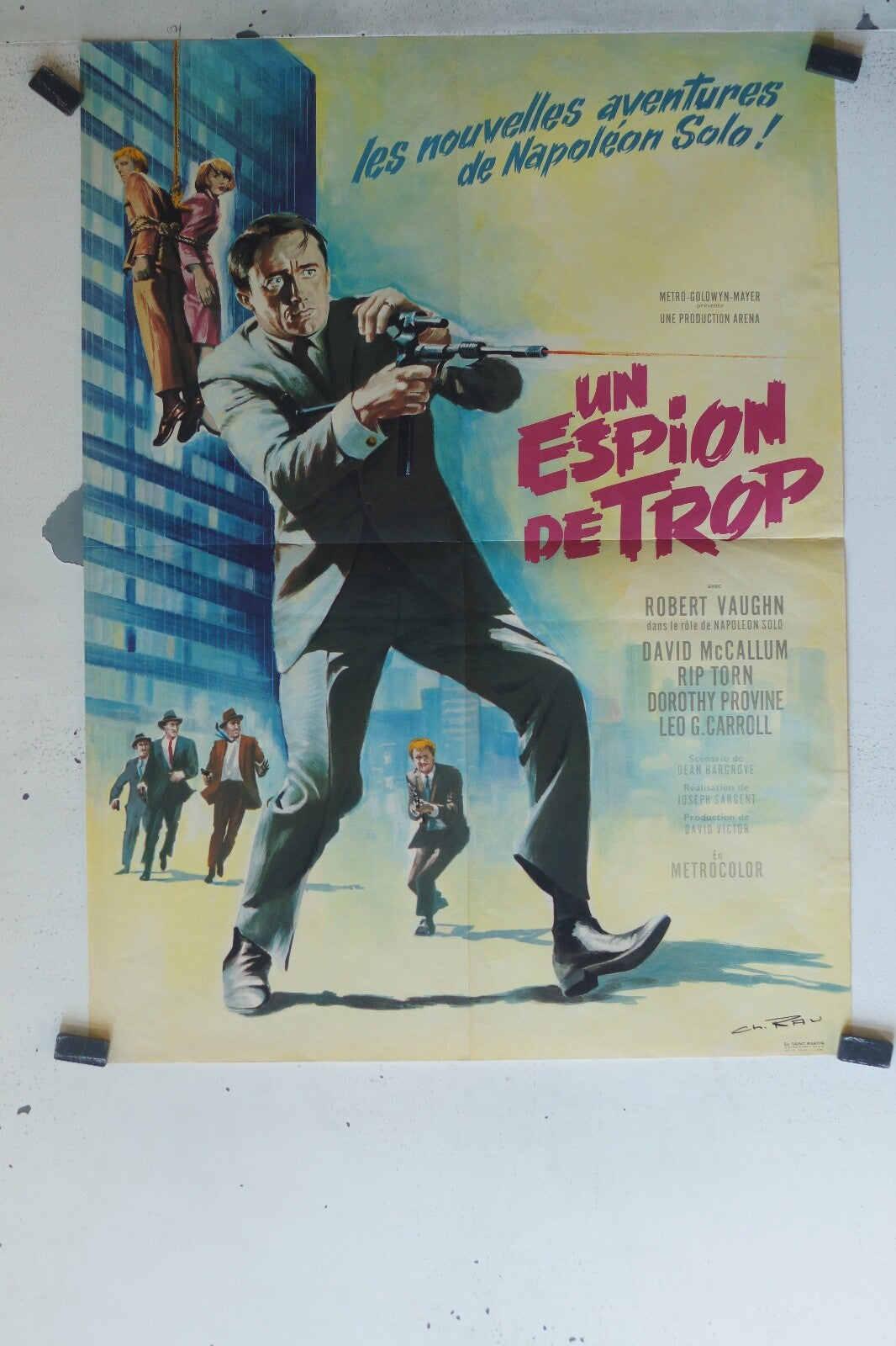 UN ESPION DE TROP MOVIE POSTER ORIGINAL (60X80) Robert Vaughn ,
