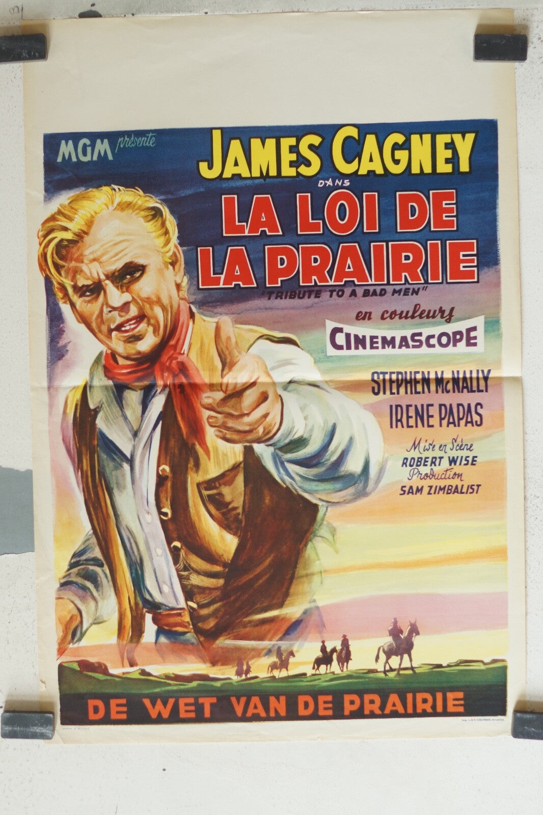 LOI DE LA PRAIRIE MOVIE POSTER ORIGINAL 55x37 James Cagney , Don Dubbins