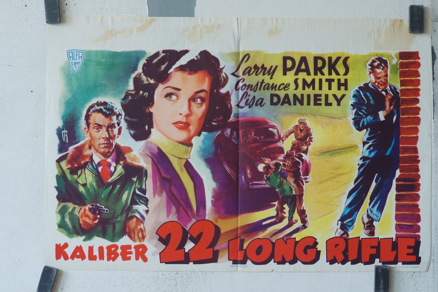 KALIBER, 22 LONG RIFLE, (BELGE), 1955 POSTER ORIGINAL 36 X 54 LARRY PARKS