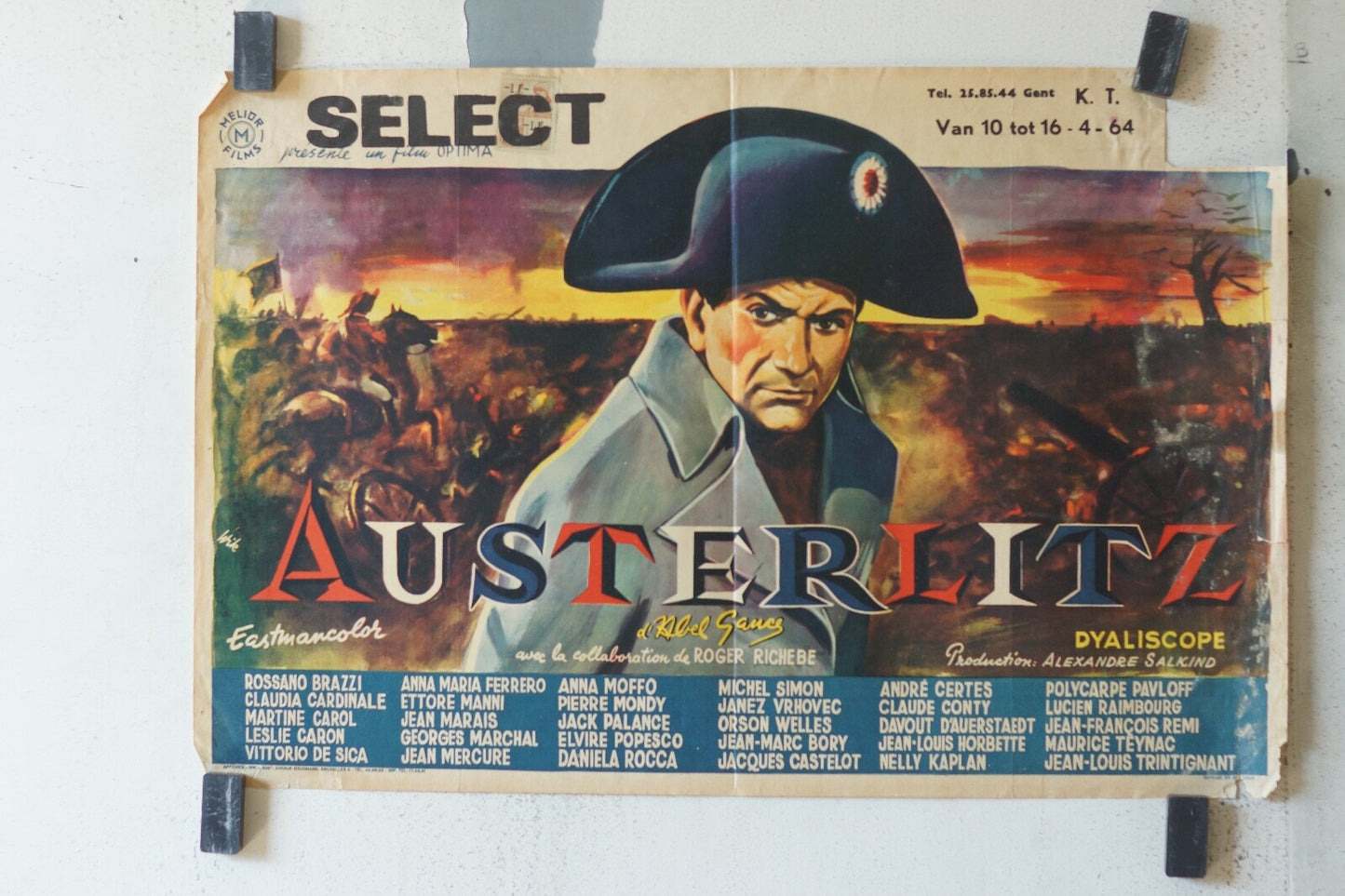 AUSTERLITZ (belge) MOVIE POSTER ORIGINAL 54x36 Pierre Mondy , Jean Marais