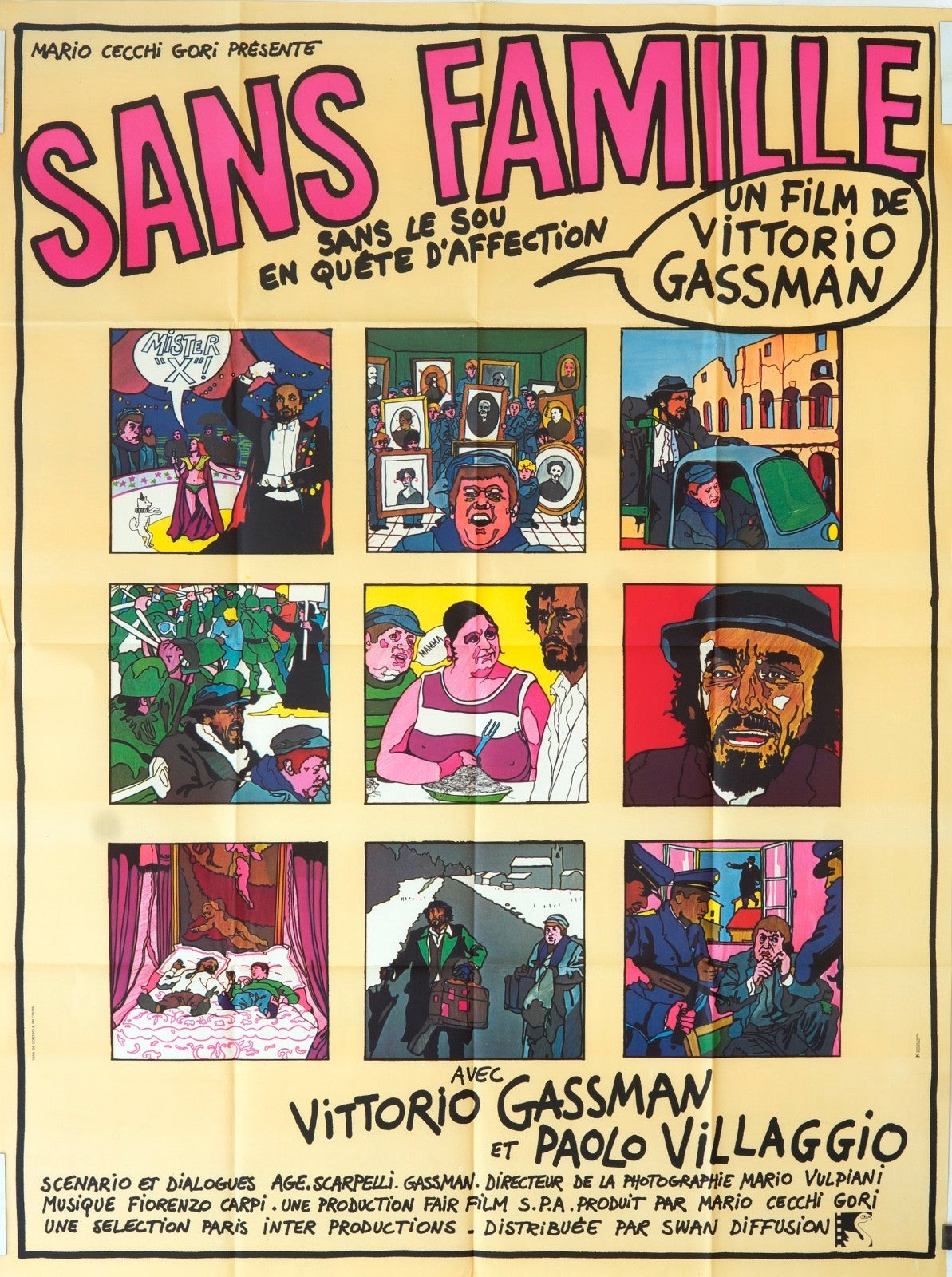 SANS FAMILLE VITTORIO GASSMAN 120X160 MOVIE POSTER ORIGINAL 120x160
