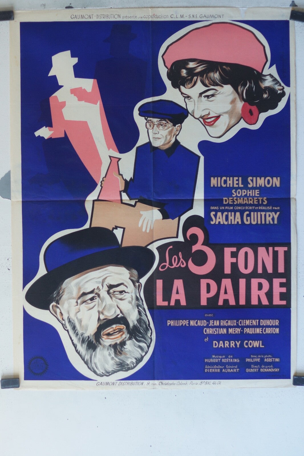 3 FONT LA PAIRE (LES) POSTER ORIGINAL(60X80) Sacha Guitry , Clement Duhour