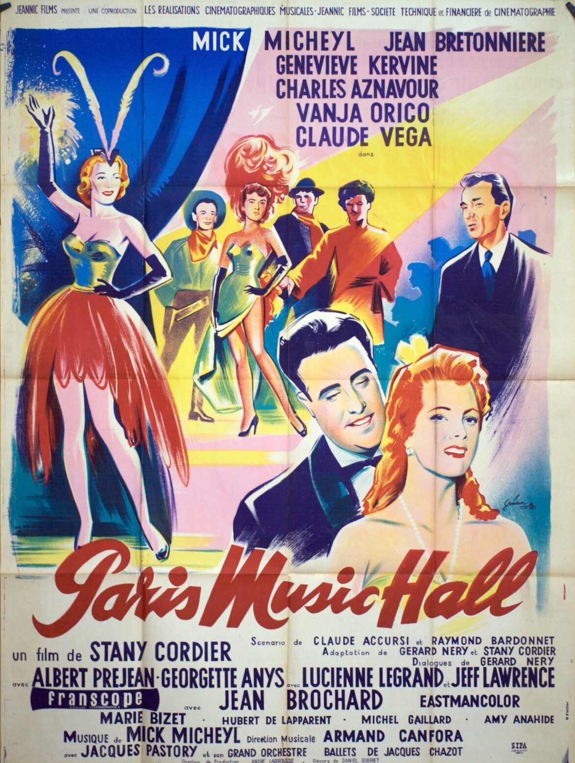 PARIS MUSIC HALL, 1957 ORIGINAL MOVIE POSTER 120x160 MICK MICHEYL