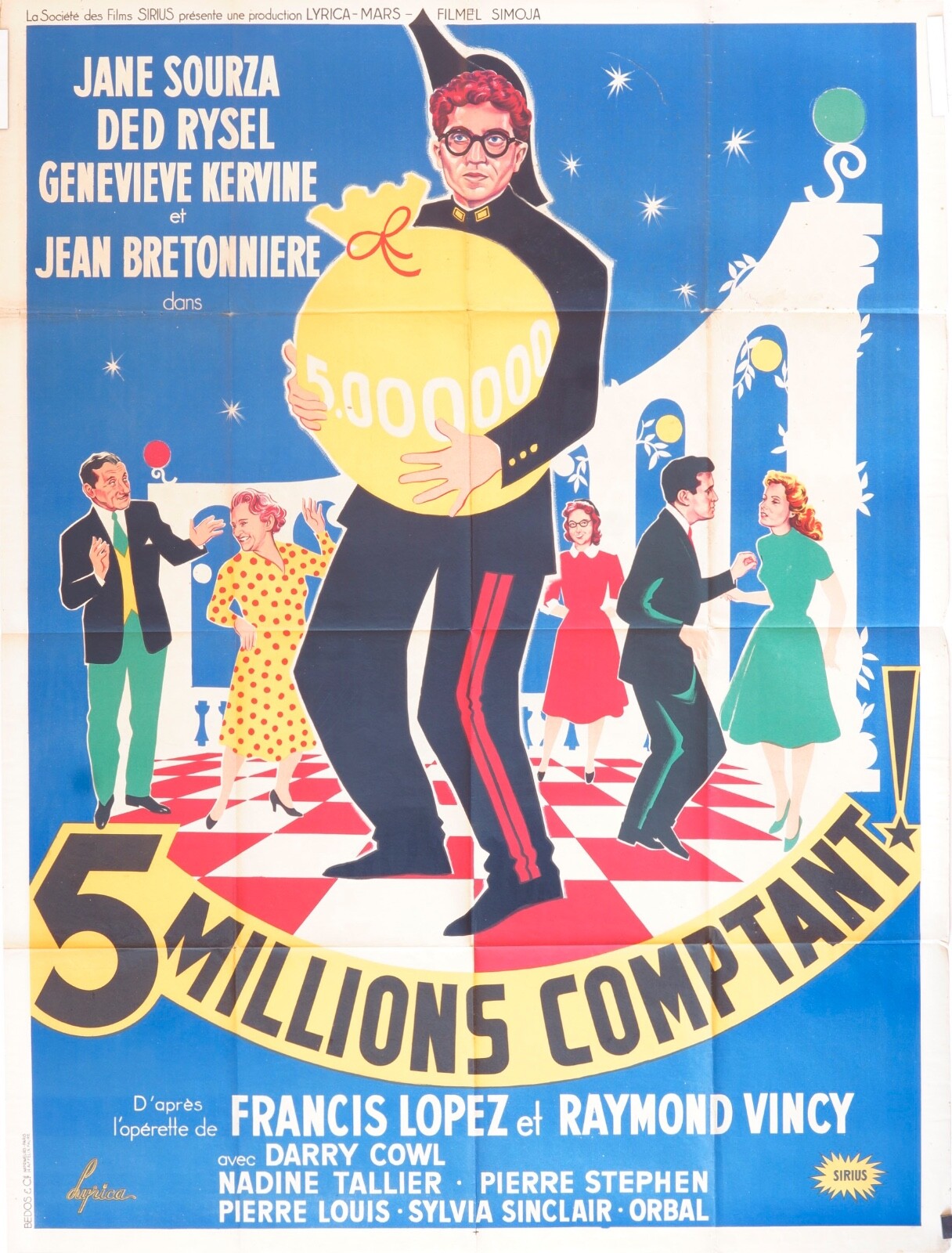 5 MILLIONS COMPTANT MOVIE POSTER ORIGINAL 120x160 JANE SOURZA