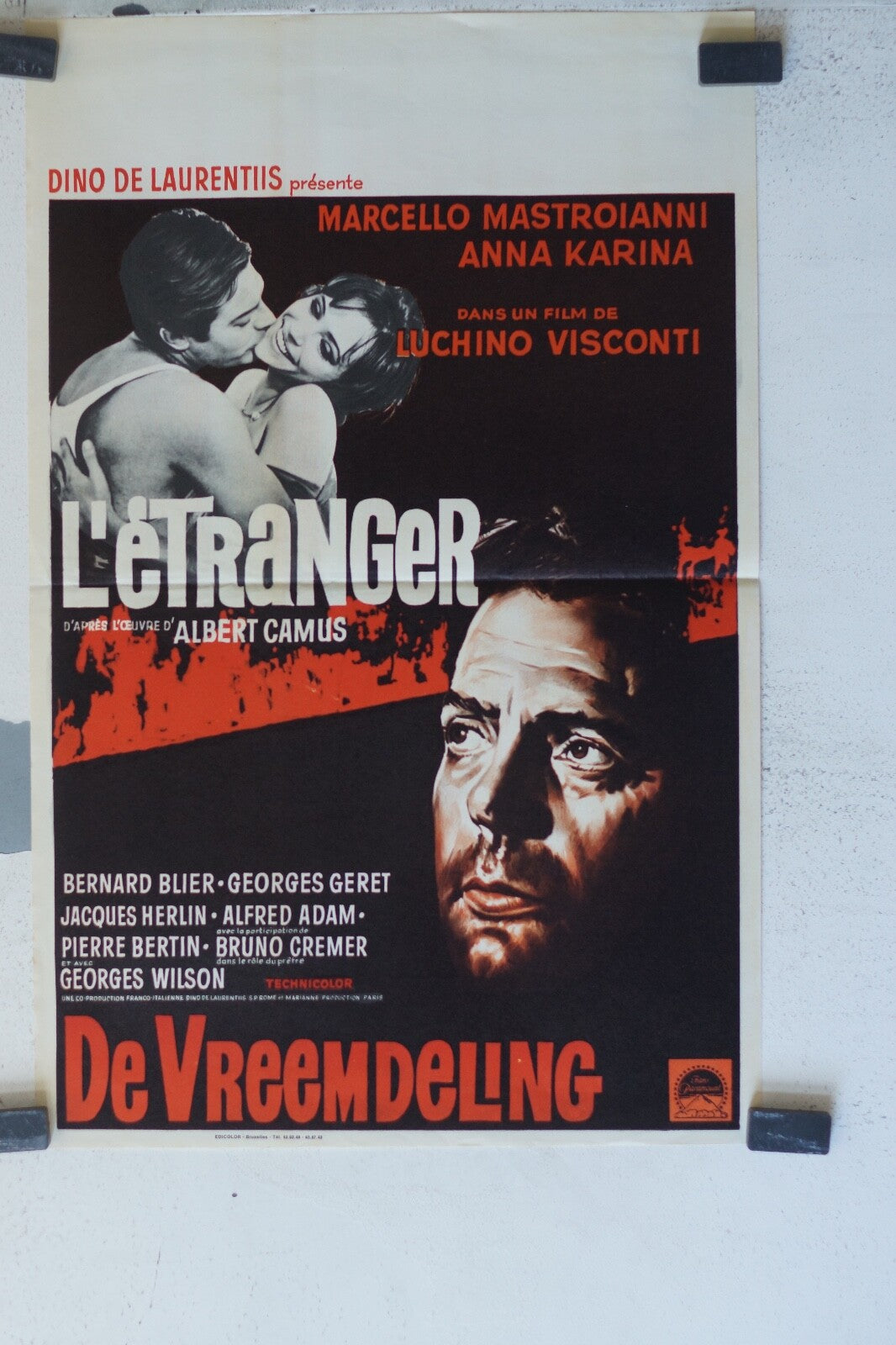 ETRANGER (L’) ORIGINAL MOVIE POSTER 36x55 Anna Karina , Marcello Mastroianni