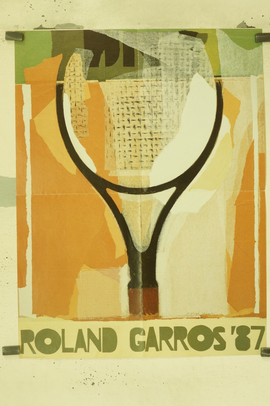 Roland Garros Tennis Raquet French Open 87 original 1987 Poster 60x80