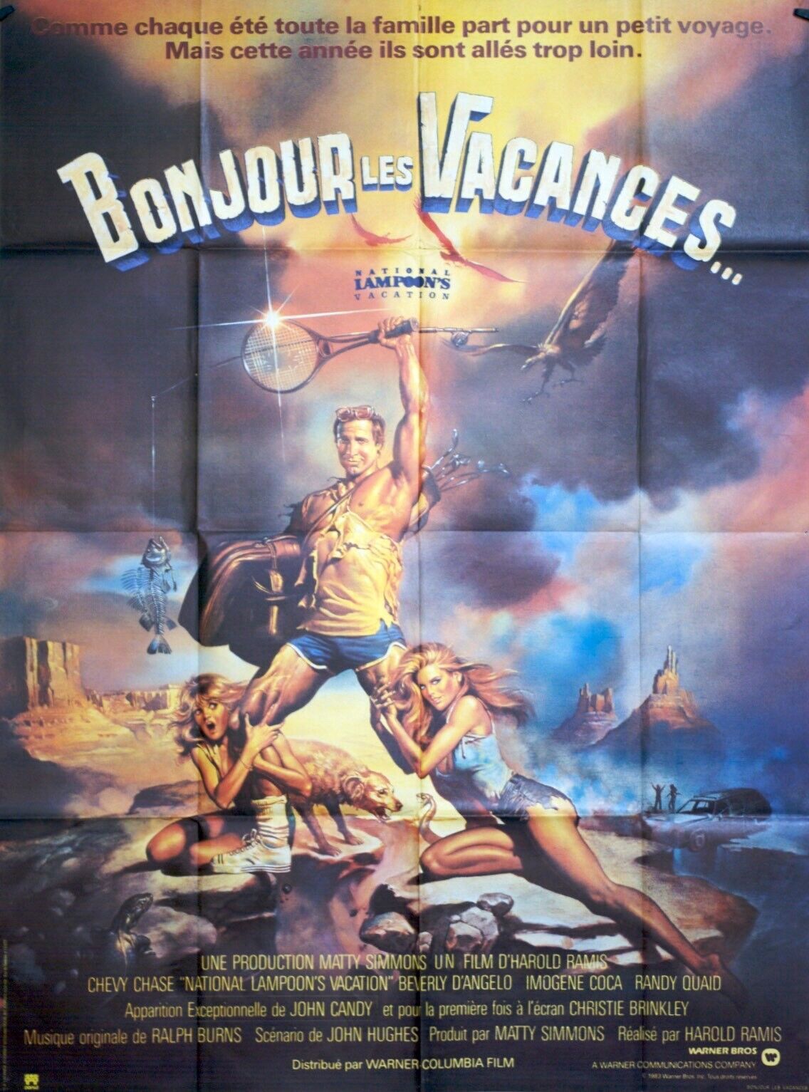 BONJOUR LES VACANCES MOVIE POSTER ORIGINAL (120X160) JEAN ROCHEFORT