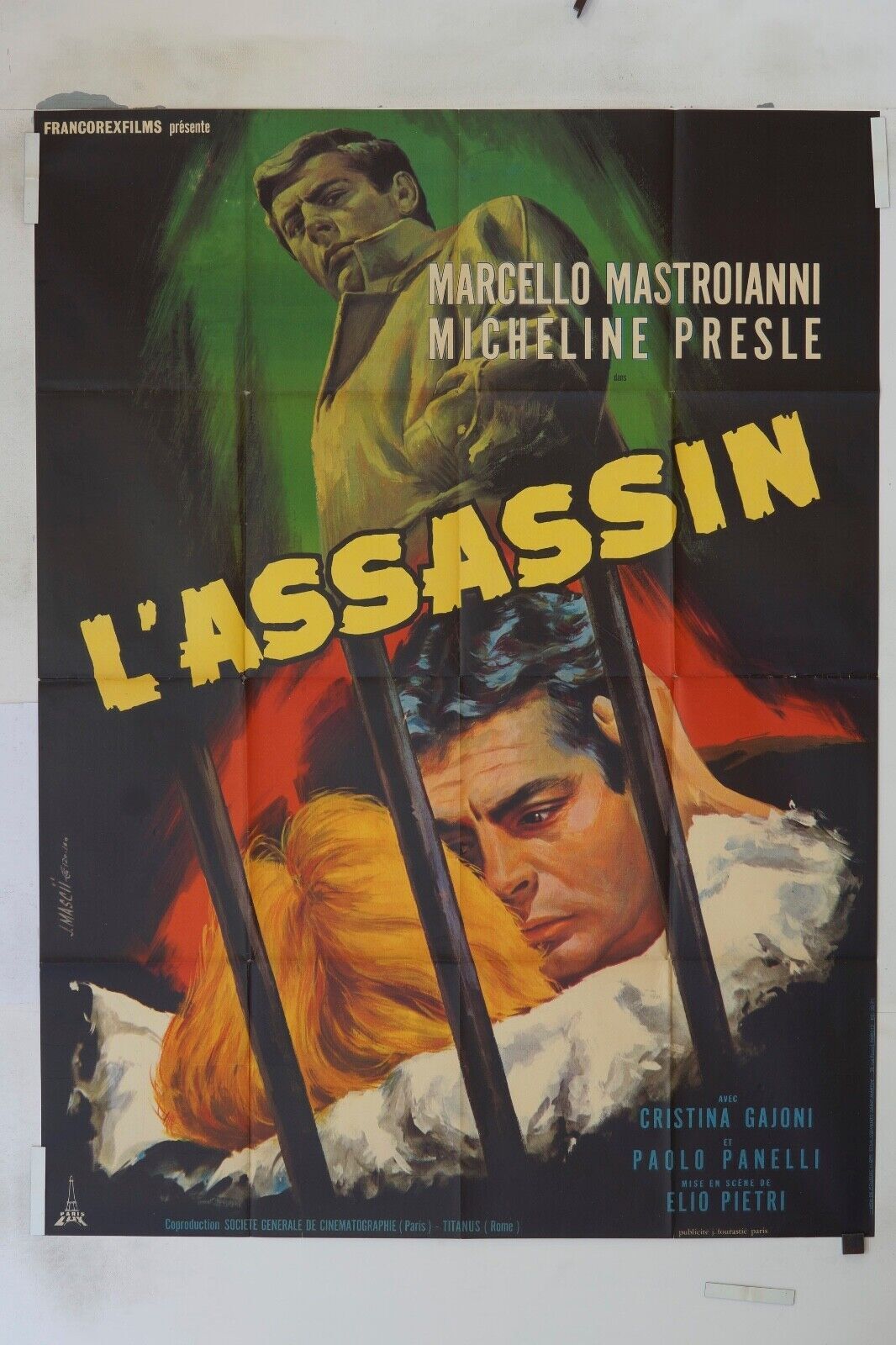 L’ASSASSIN MOVIE POSTER ORIGINAL 120x160 MARCELLO MASTROIANNI