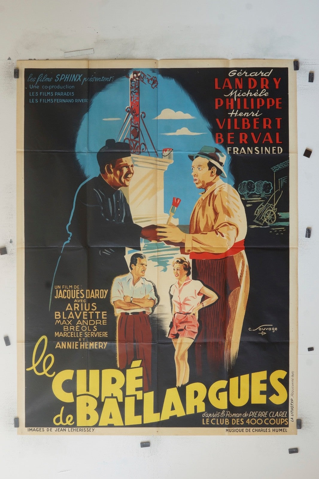 LE CURÉ DE BALLARGUES GÉRARD LANDRY MOVIE POSTER ORIGINAL 120x160