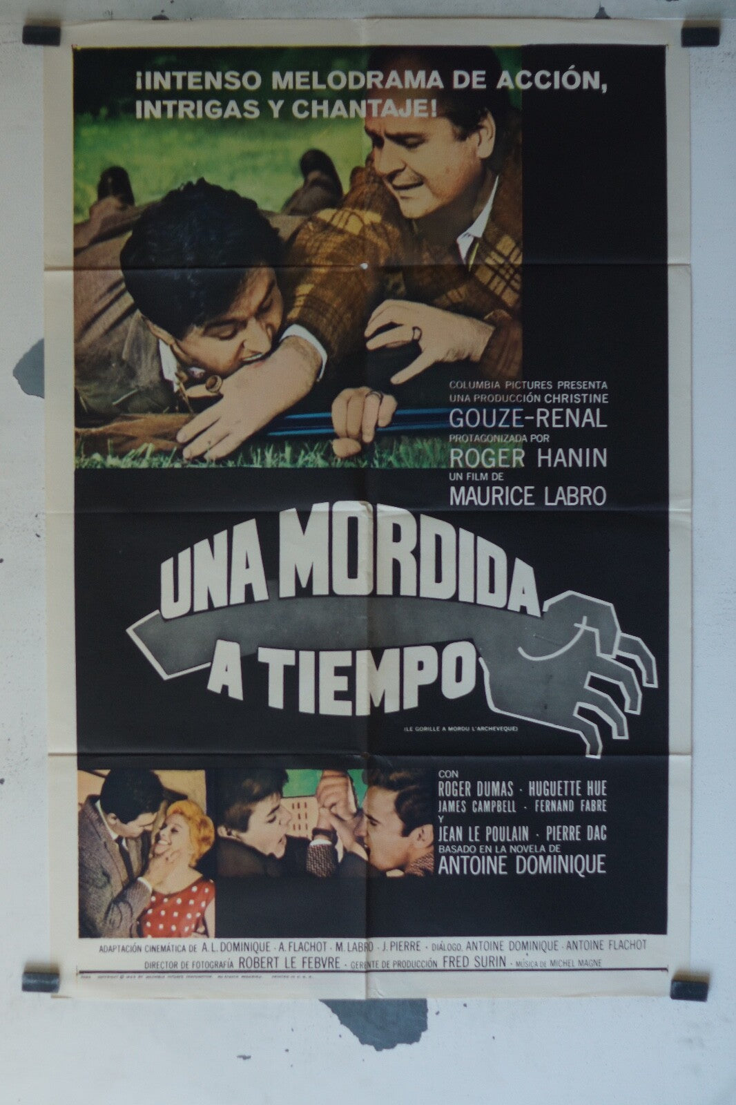 UNA MORDIDA A TIEMPO MOVIE POSTER ORIGINAL 67x104 Roger hanin , Roger Dumas