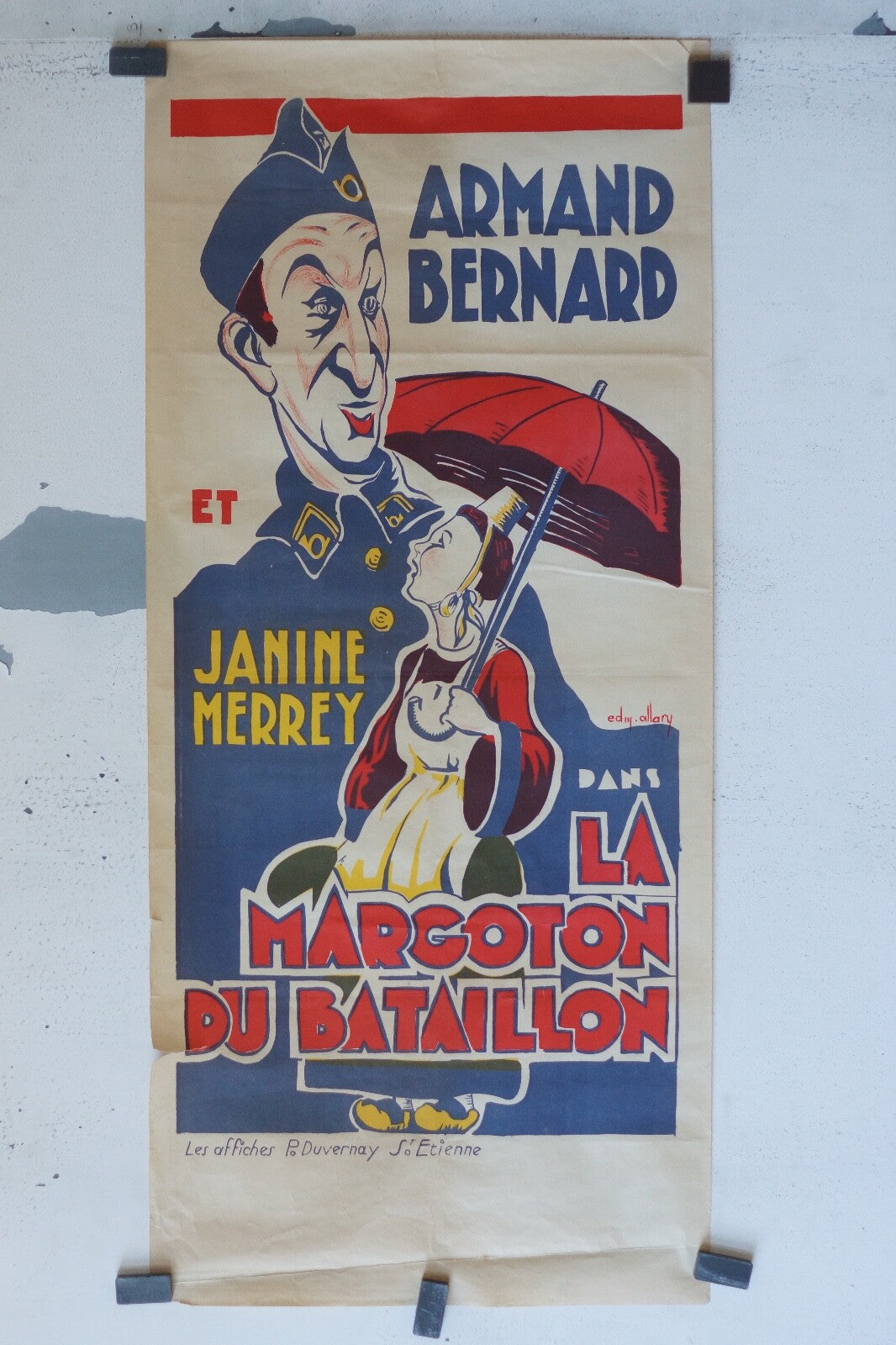 LA MARGOTON DU BATAILLON (RARE POSTER CINEMA DE PROVINCE) 40X90 ARMAND BERNARD