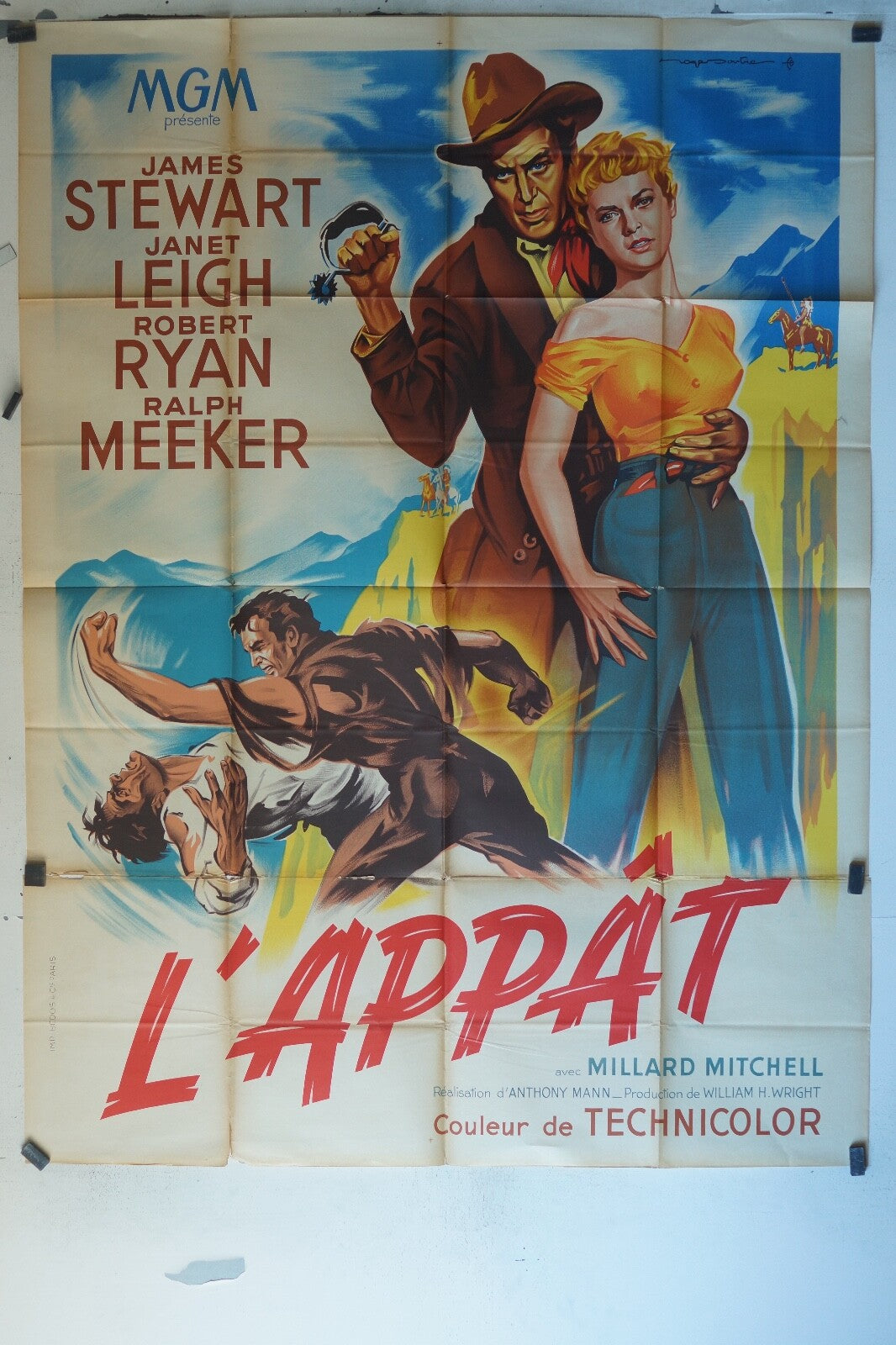 L’APPÂT ORIGINAL MOVIE POSTER 120x160 JAMES STEWART, JANET LEIGH