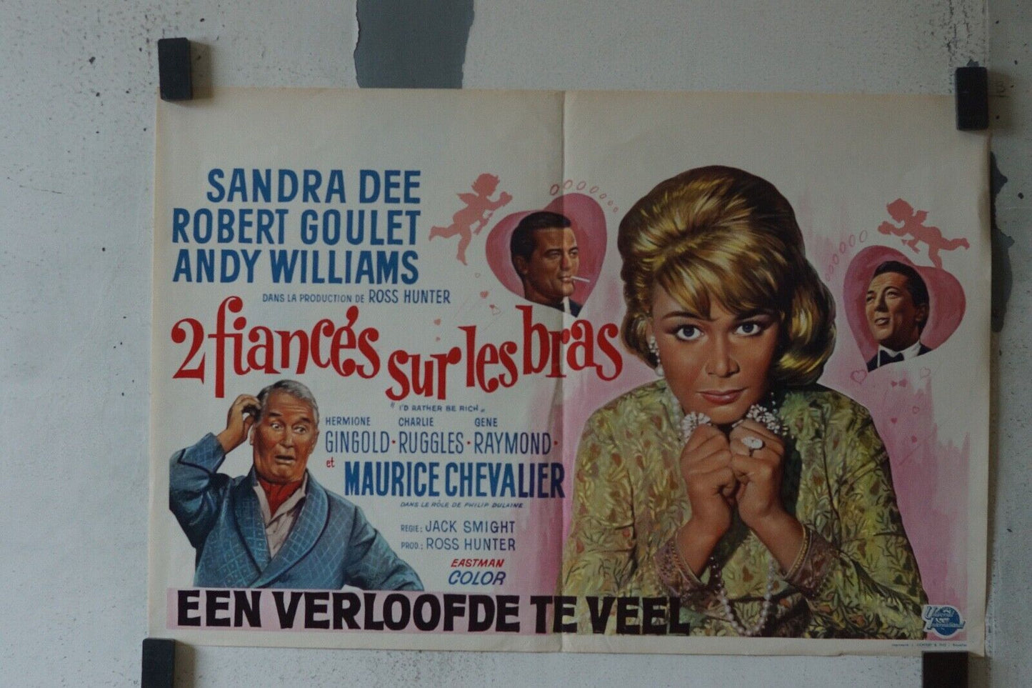 2 FIANCÉS SUR LES BRAS ORIGINAL MOVIE POSTER 55X37 SANDRA DEE