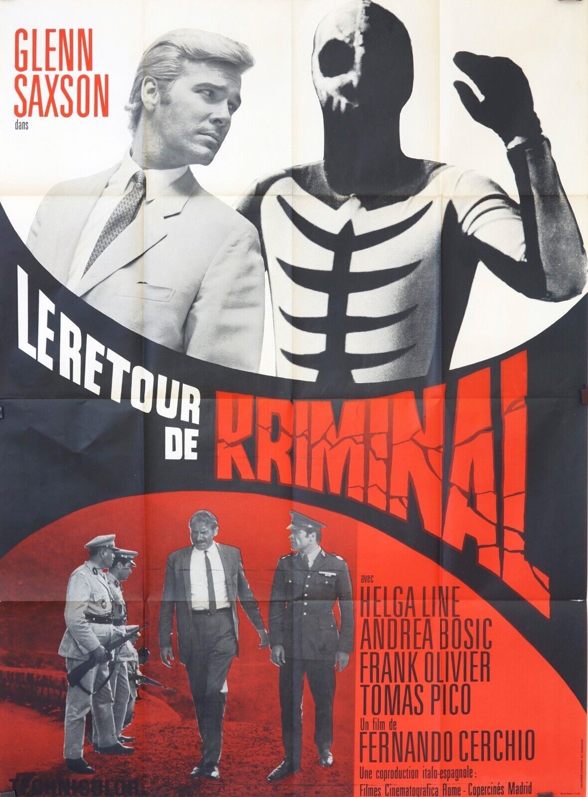 LE RETOUR DE KRIMINAL ORIGINAL MOVIE POSTER ORIGINAL (120x160) GLENN SAXSON