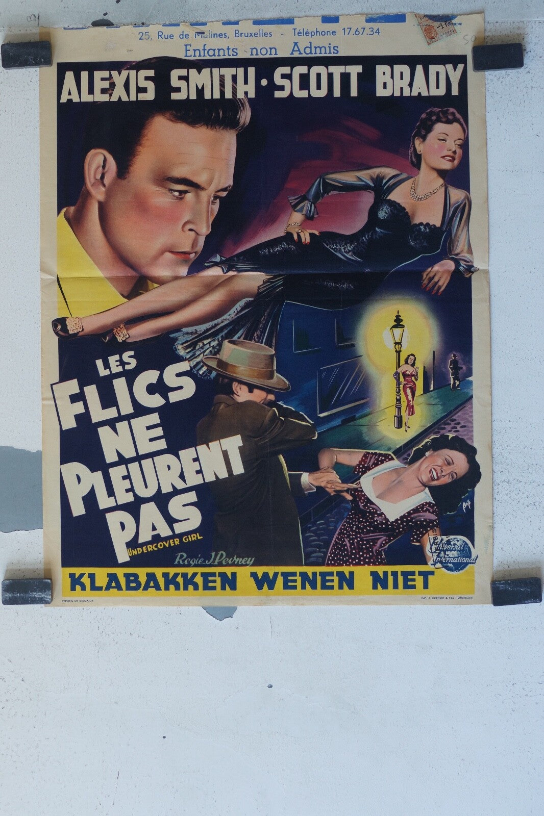 FLICS NE PLEURENT PAS MOVIE POSTER ORIGINAL 47x36 Alexis Smith , Scott Brady