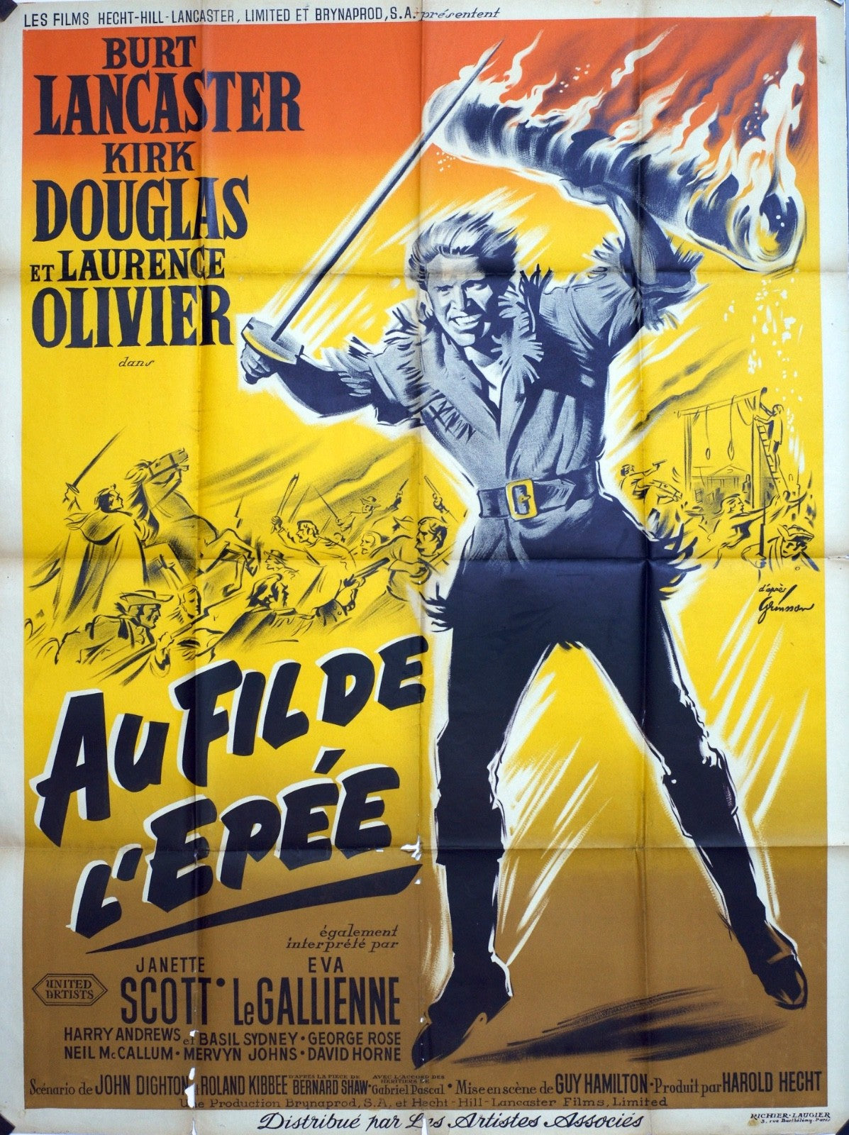 AU FIL DE L’EPÉE BURT LANCASTER MOVIE POSTER ORIGINAL 120x160