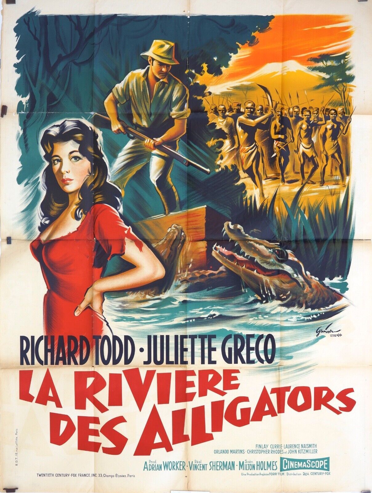 LA RIVIÈRE DES ALLIGATORS MOVIE POSTER ORIGINAL 120x160 RICHARD TODD