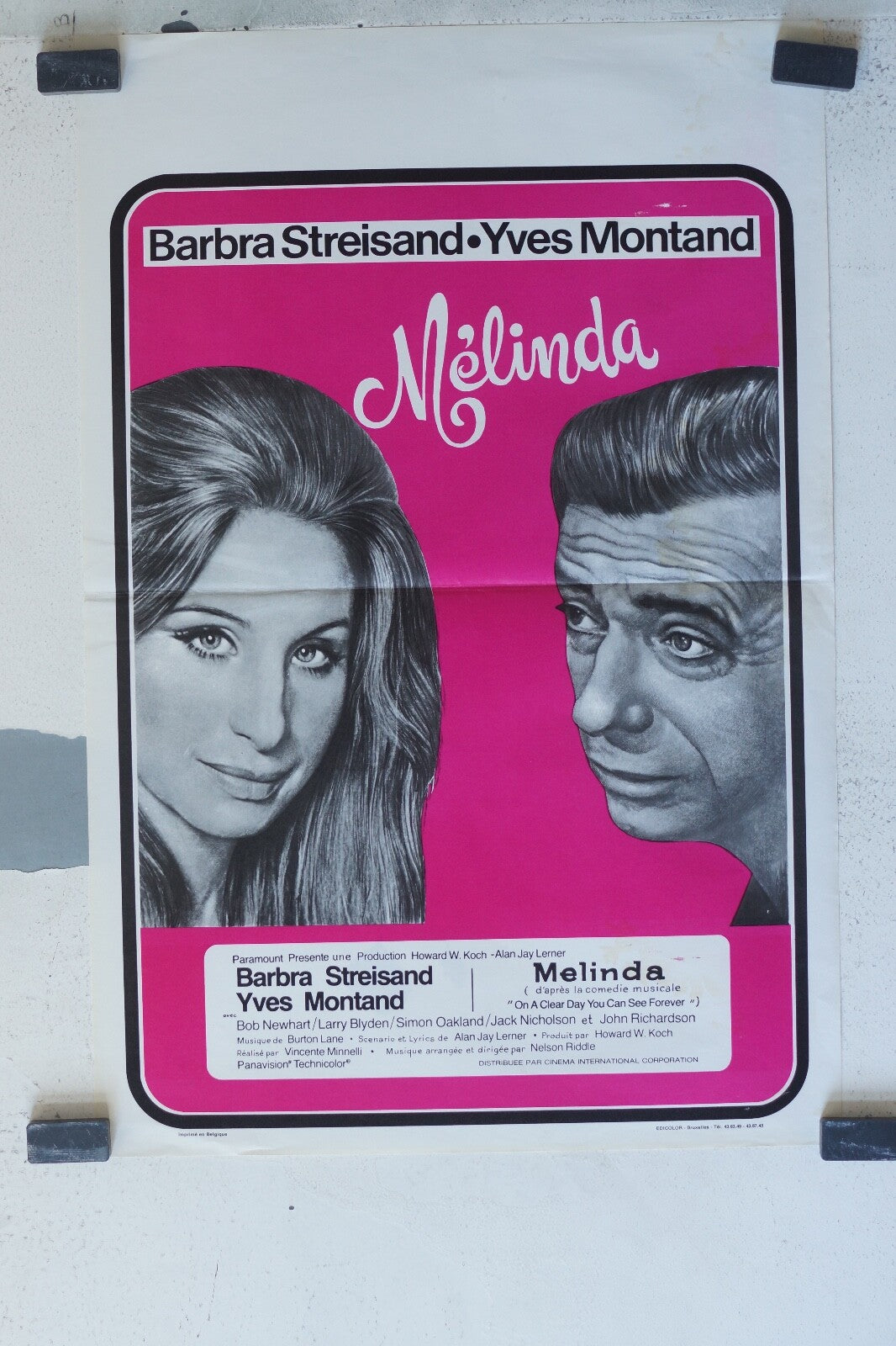 MELINDA ORIGINAL MOVIE POSTER 36x55 Barbara Streisand , Yves Montand