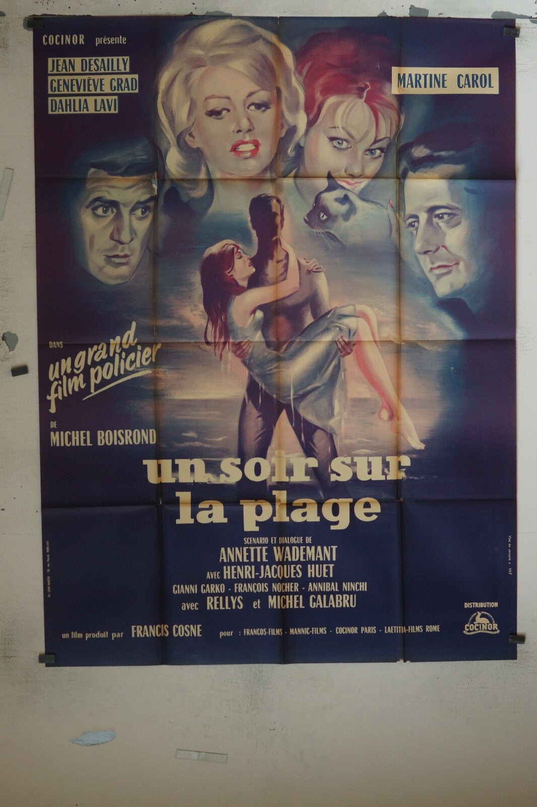 UN SOIR À LA PLAGE MOVIE POSTER ORIGINAL 120x160 CAROLE ANDRE