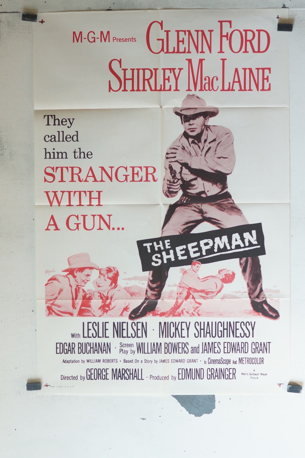THE SHEEPMAN ORIGINAL MOVIE POSTER 68x104 Glenn Ford , Shirley Maclaine , Leslie