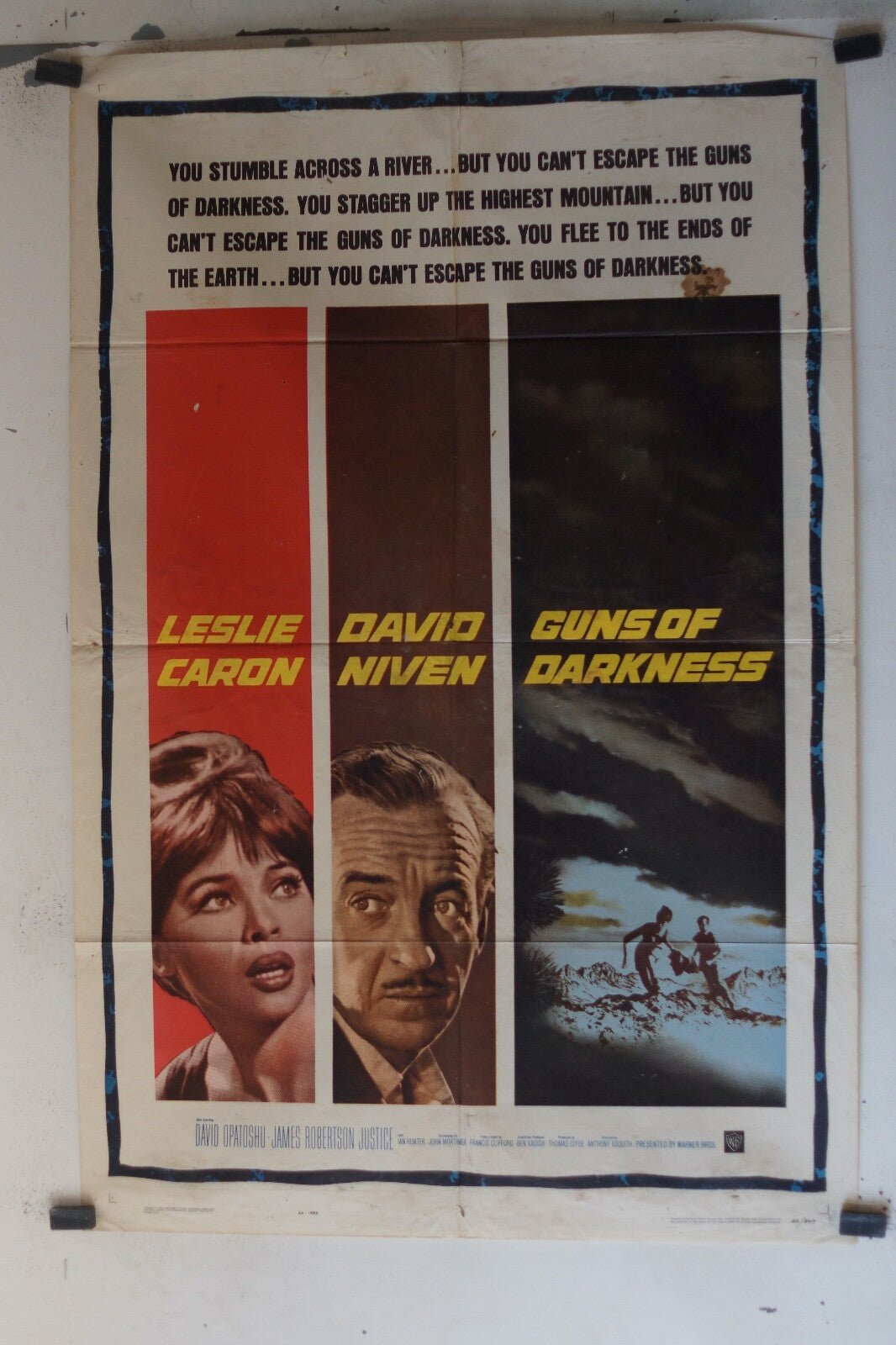 GUNS OF DARKNESS (1961) MOVIE POSTER ORIGINAL (60X80) LESLIE CARON, DAVID NIVEN