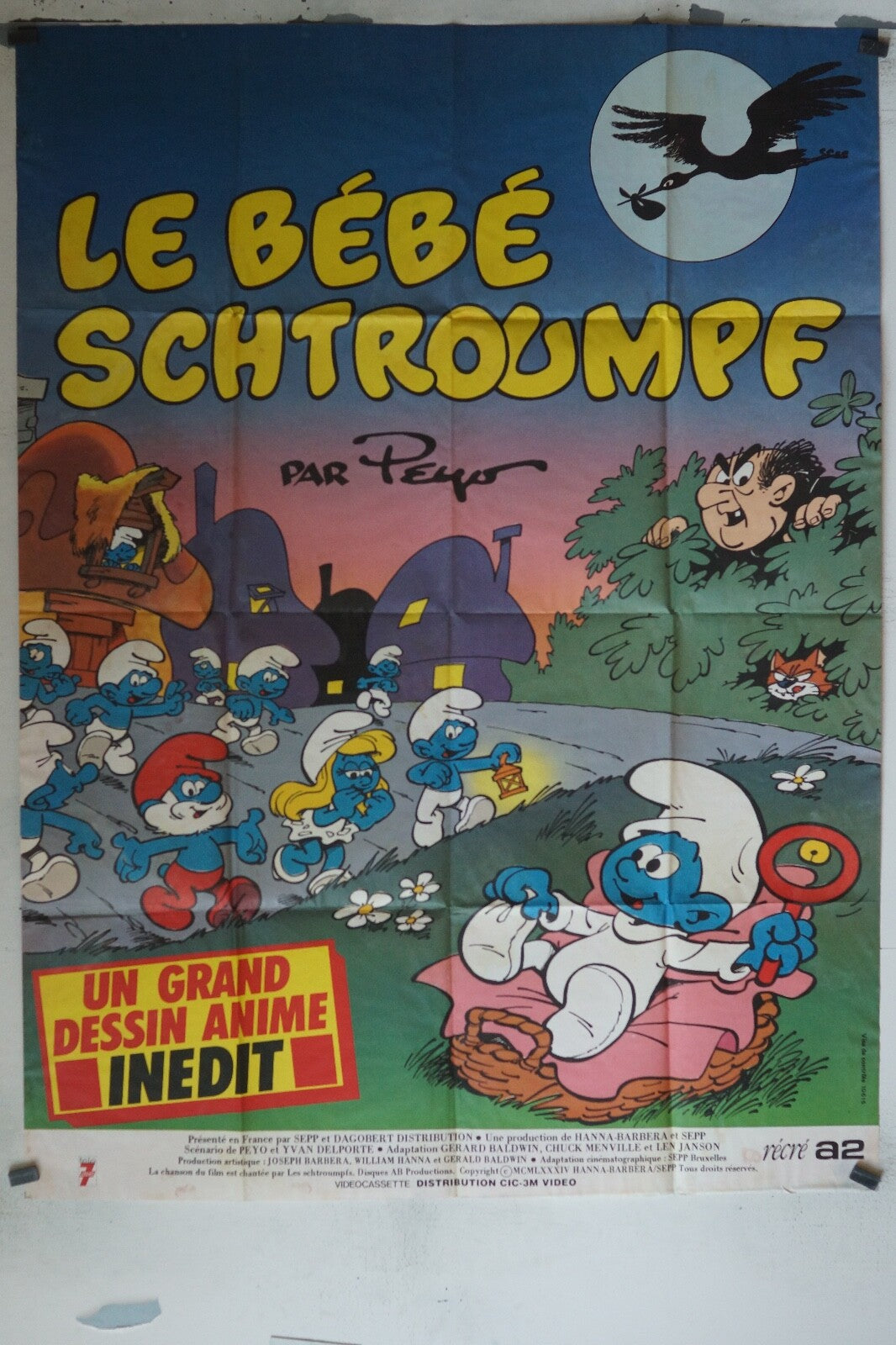 LE BÉBÉ SCHTROUMPF MOVIE POSTER ORIGINAL 120x160 PEYO