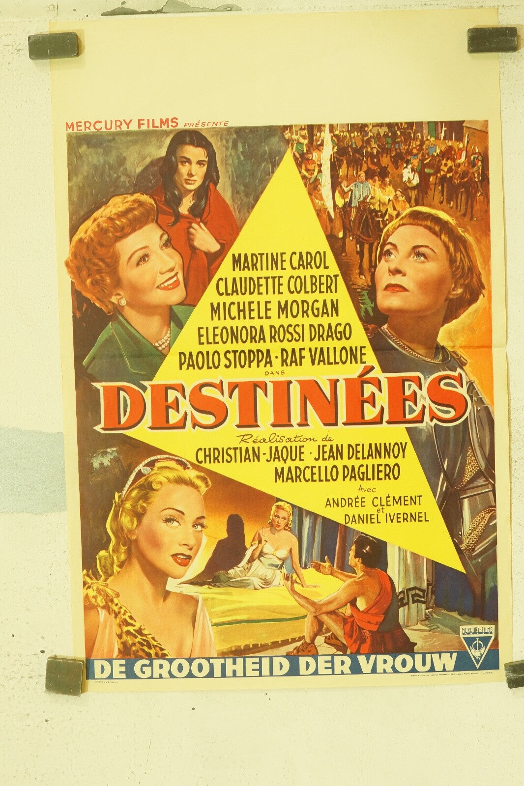 DESTINÉES, BELGIAN MOVIE POSTER 55X37 MARTINE CAROL, CLAUDETTE COLBERT