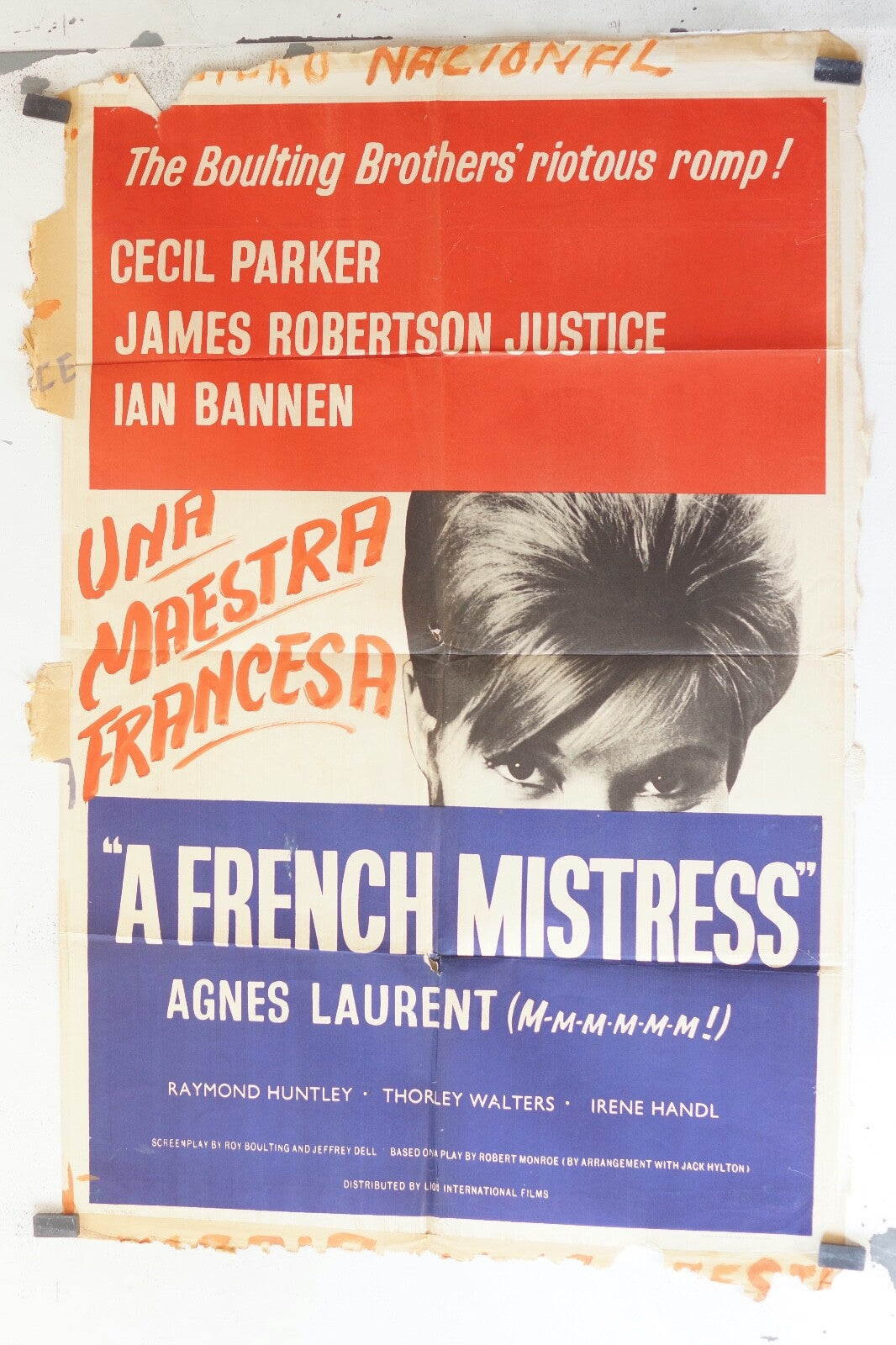 A FRENCH MISTRESS (1960) ORIGINAL MOVIE POSTER 70x100 THORLEY WATLERS, IRENE HAN