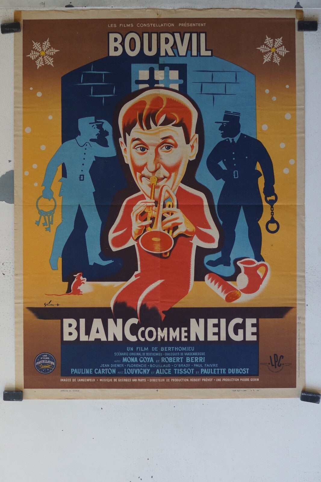 BLANC COMME NEIGE movie poster ORIGINAL 60x80 Bourvil , Paulette Dubost