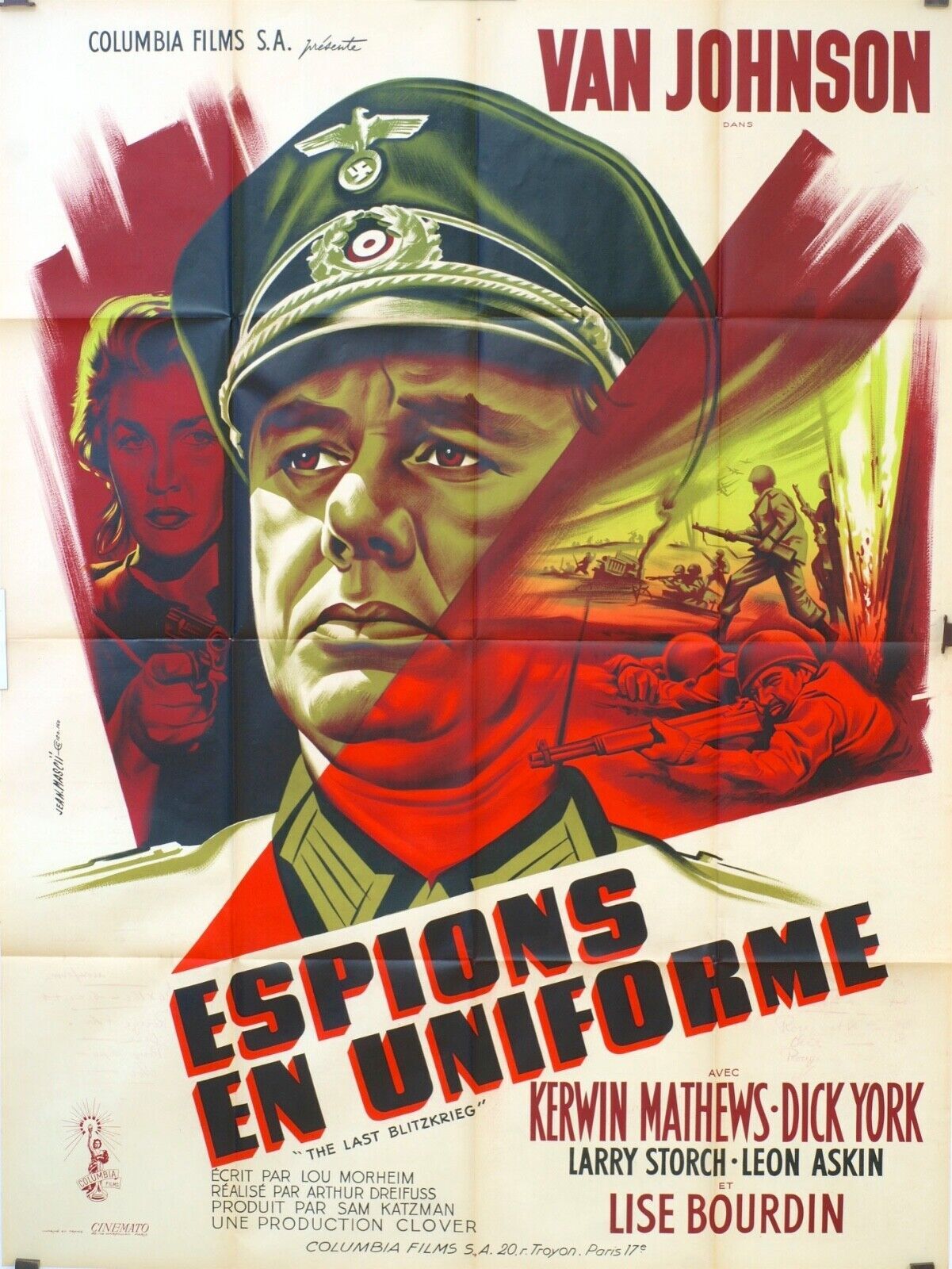 ESPIONS EN UNIFORME POSTER ORIGINAL 120x160 KERWIN MATHEWS