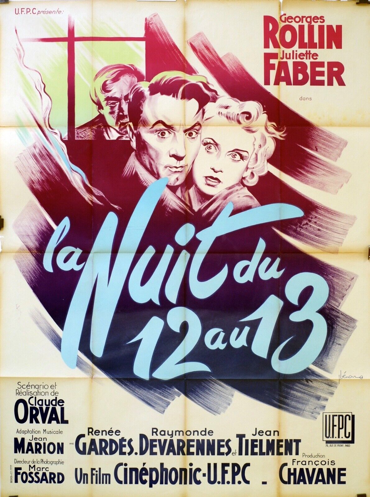 LA NUIT DU 12 AU 13 MOVIE POSTER ORIGINAL 120x160 GEORGES ROLLIN