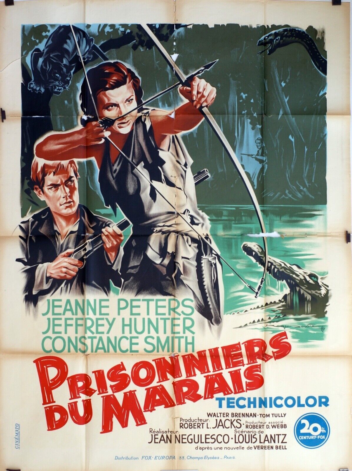 PRISONNIERS DU MARAIS MOVIE POSTER ORIGINAL 120x160 JEANNE PETERS