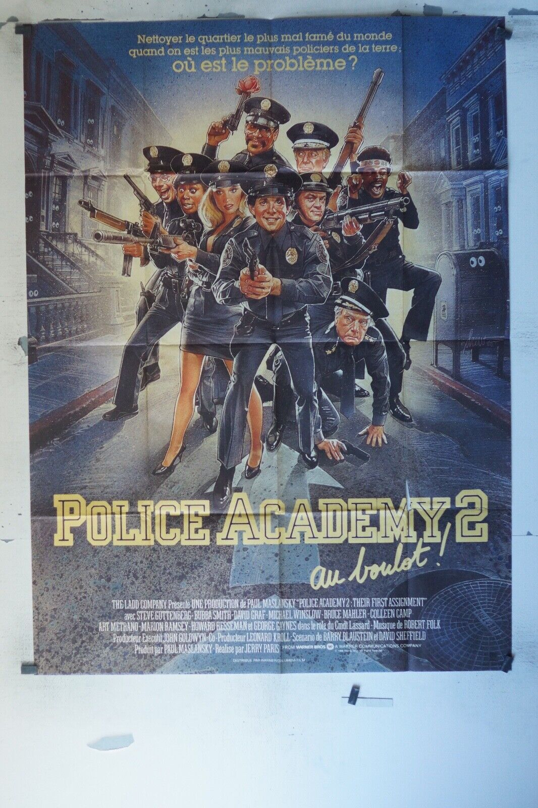 POLICE ACADEMY 2 ! AU BOULOT MOVIE POSTER ORIGINAL 120x160 STEVE GUTTENBERG