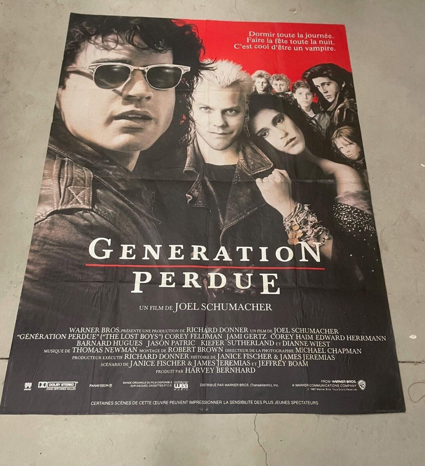 GÉNÉRATION PERDUE, JOEL SCHUMACHER , MOVIE POSTER ORIGINAL SUR KRAFT (120X160)