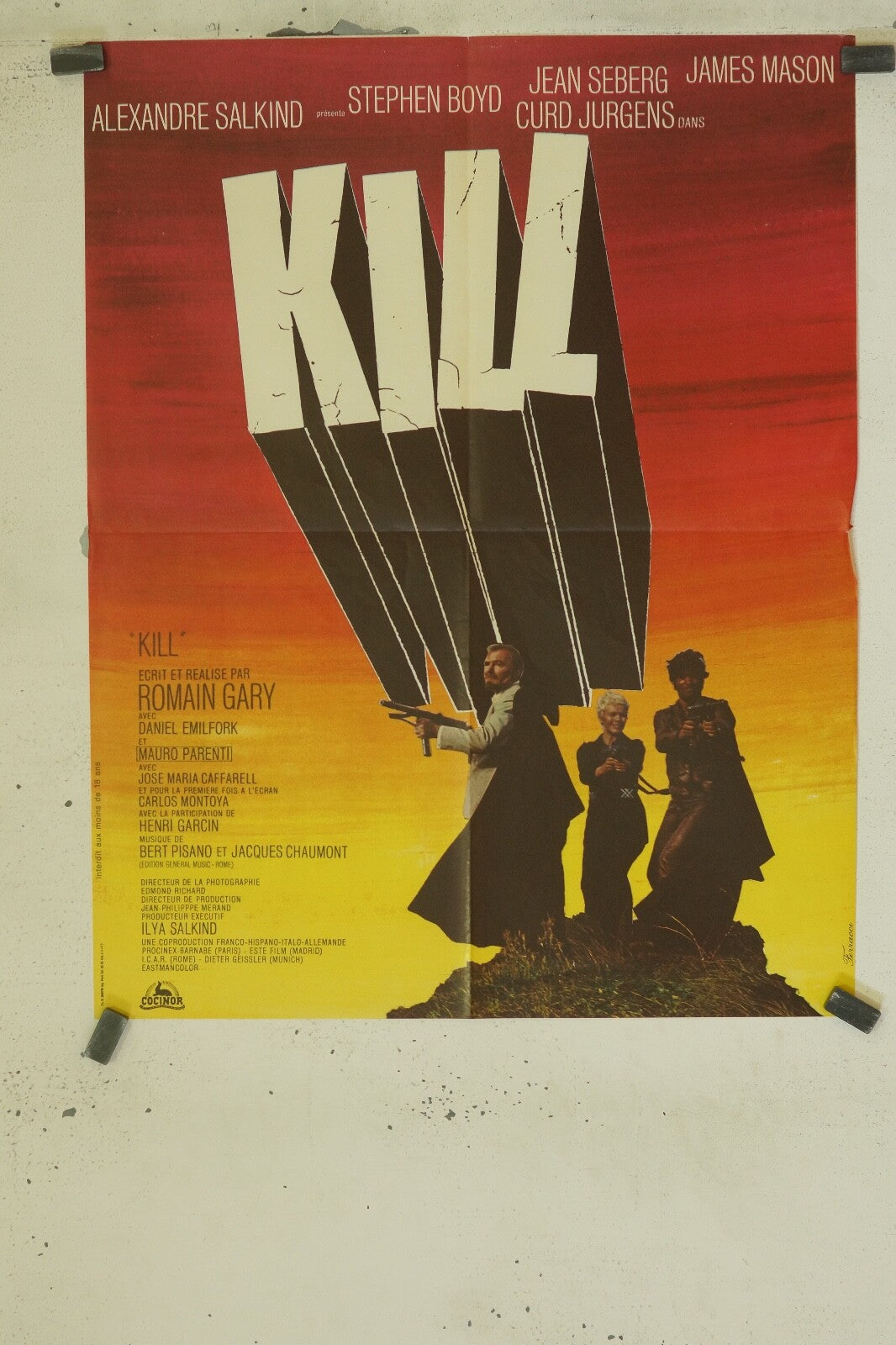 KILL MOVIE POSTER ORIGINAL (60X80) ALEXANDRE SALKIND- JEAN SEBERG