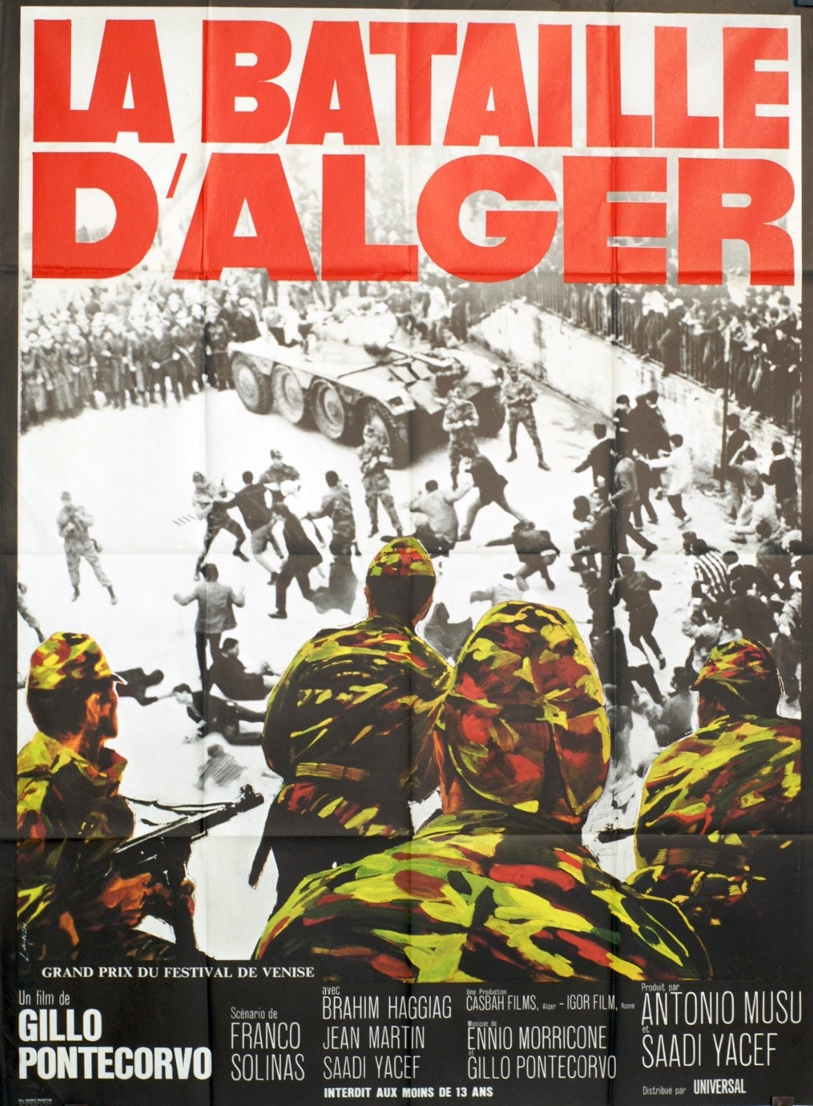 LA BATAILLE D’ALGER GILLO PONTECORVO MOVIE POSTER 120x160